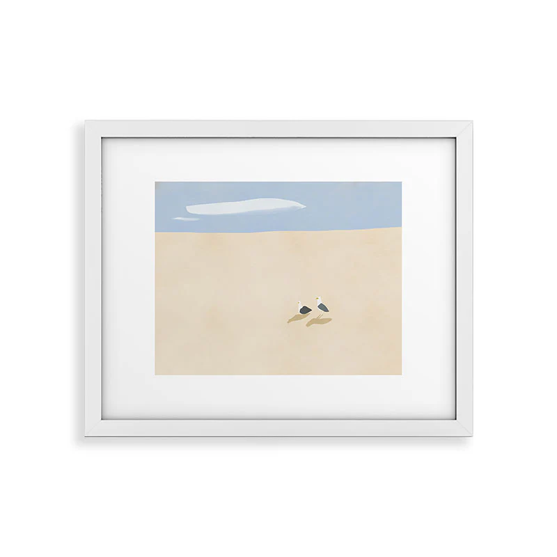 Little Dean Minimal sand beach with seagull Framed Art Print - Image 41