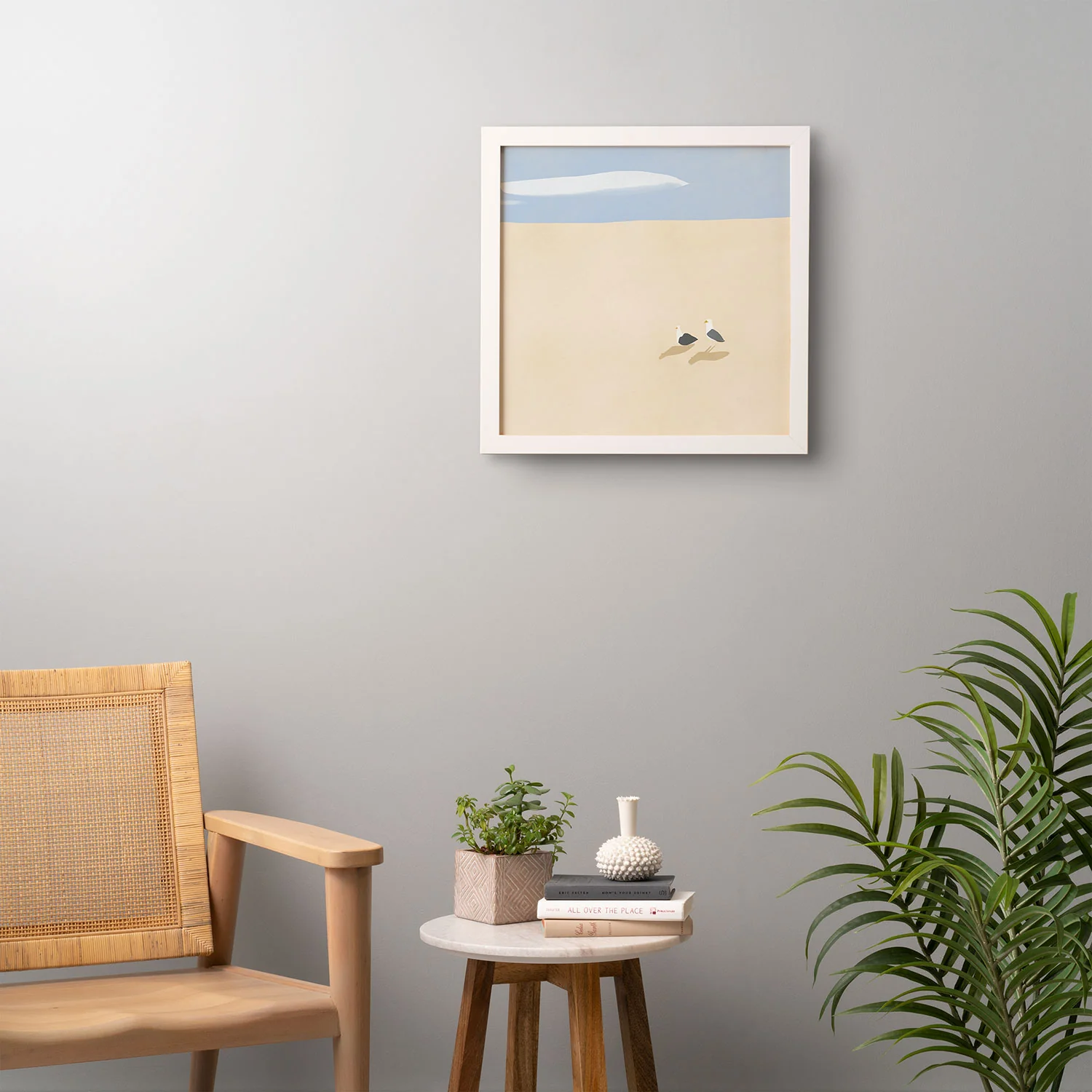 Little Dean Minimal sand beach with seagull Framed Wall Art - Image 16