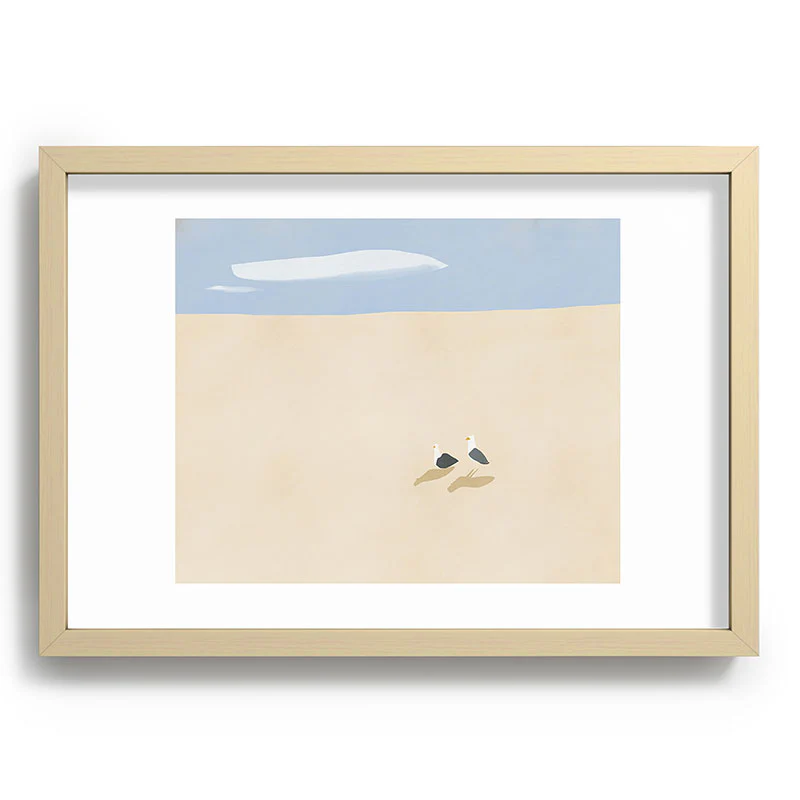 Little Dean Minimal sand beach with seagull Recessed Framing Rectangle - Image 13