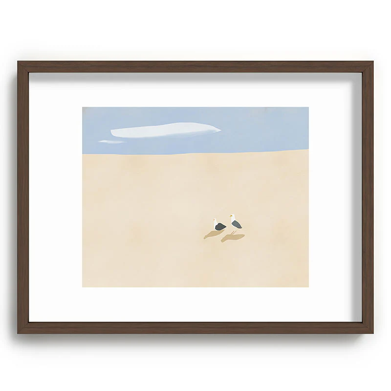 Little Dean Minimal sand beach with seagull Recessed Framing Rectangle - Image 23