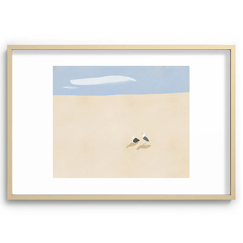Little Dean Minimal sand beach with seagull Recessed Framing Rectangle - Image 29