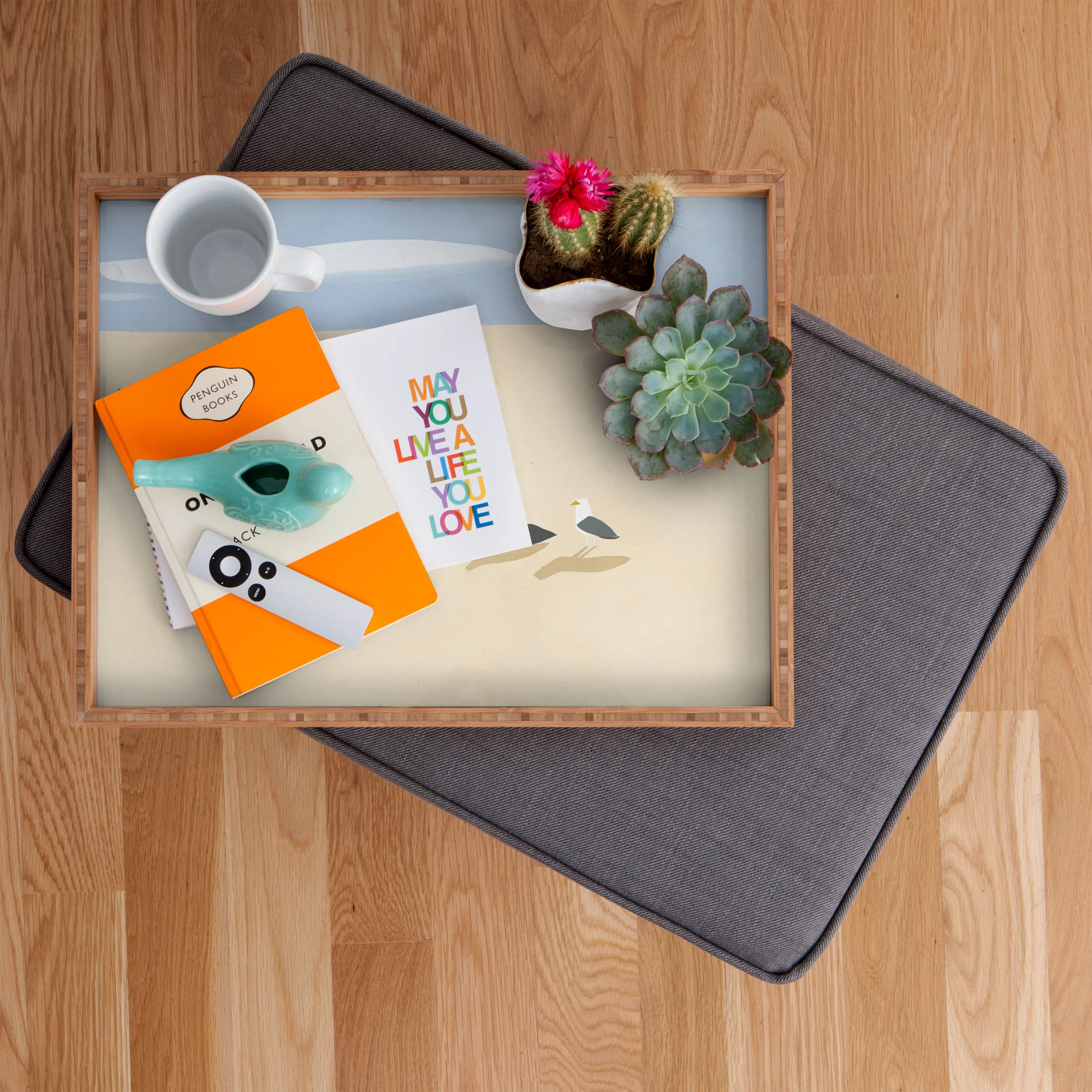 Little Dean Minimal sand beach with seagull Rectangular Tray - Image 2