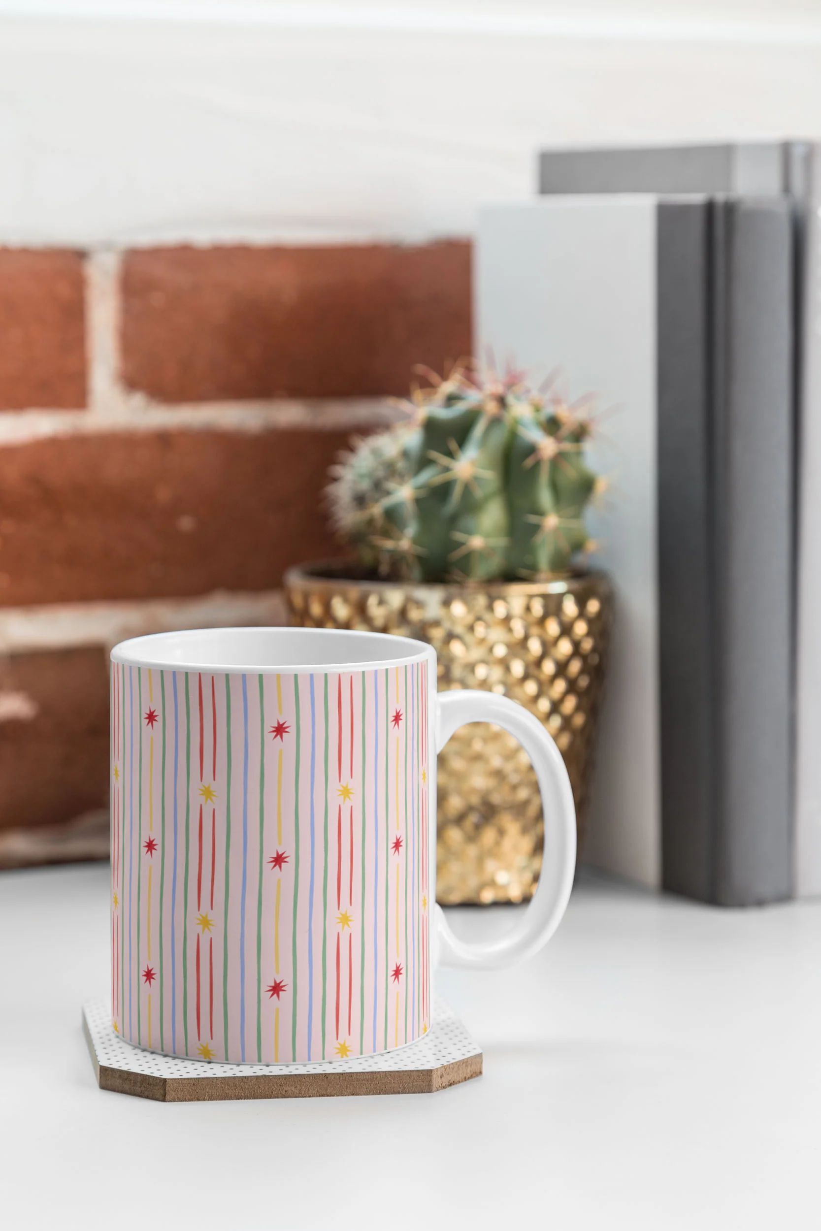 Love_Ryming Festive Starry Stripes Coffee Mug - Image 3