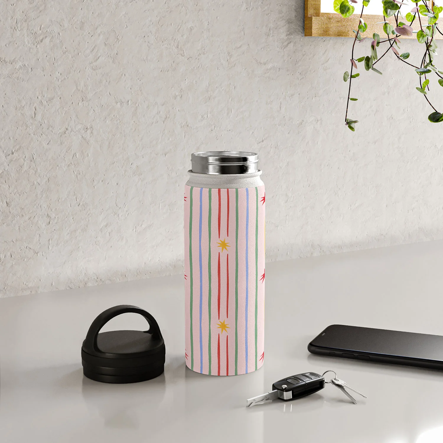 Love_Ryming Festive Starry Stripes Water Bottle - Image 24