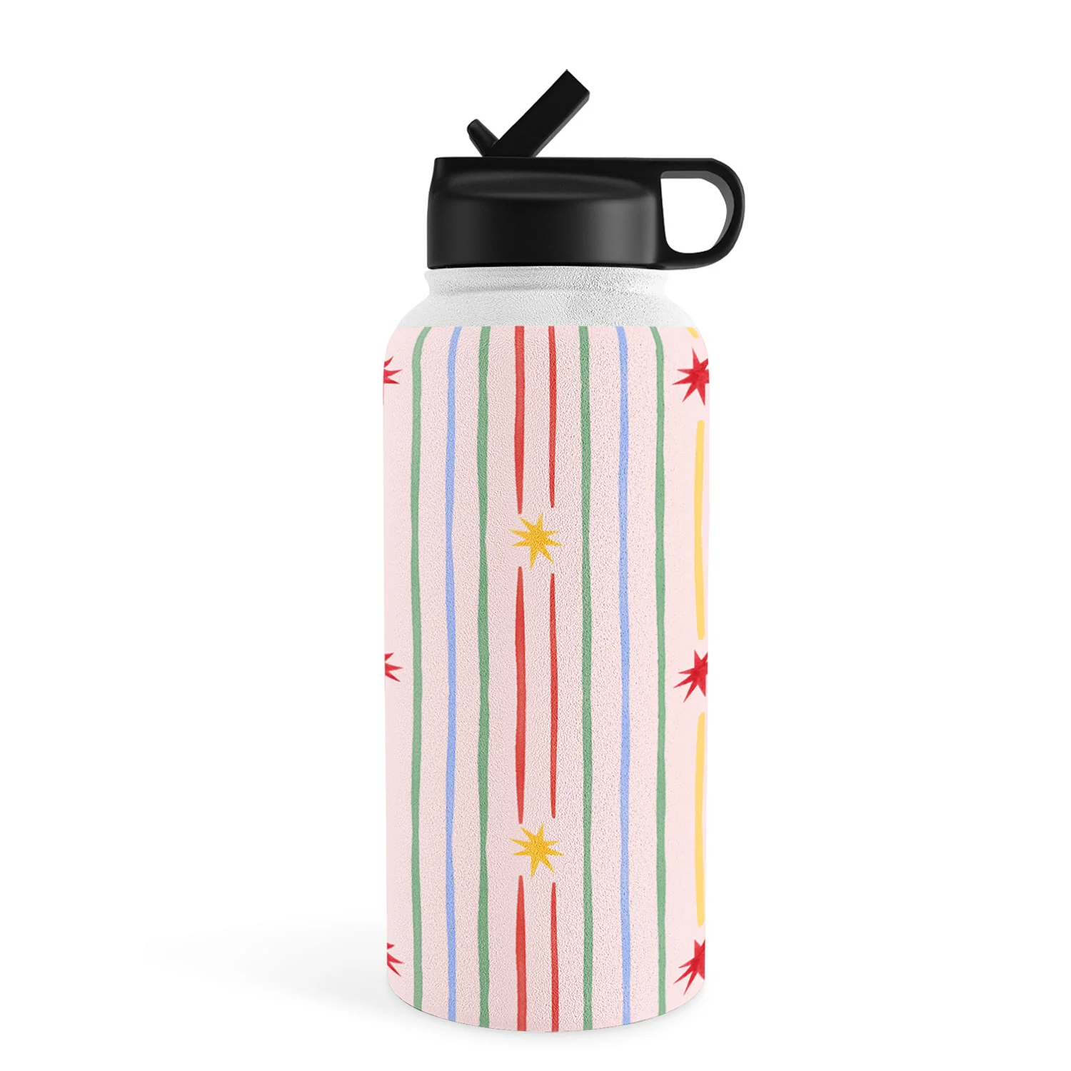 Love_Ryming Festive Starry Stripes Water Bottle - Image 29