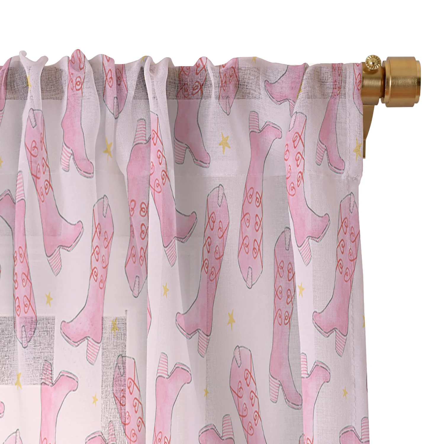 Love_Ryming Stars and Boots Sheer Window Curtain - Image 3