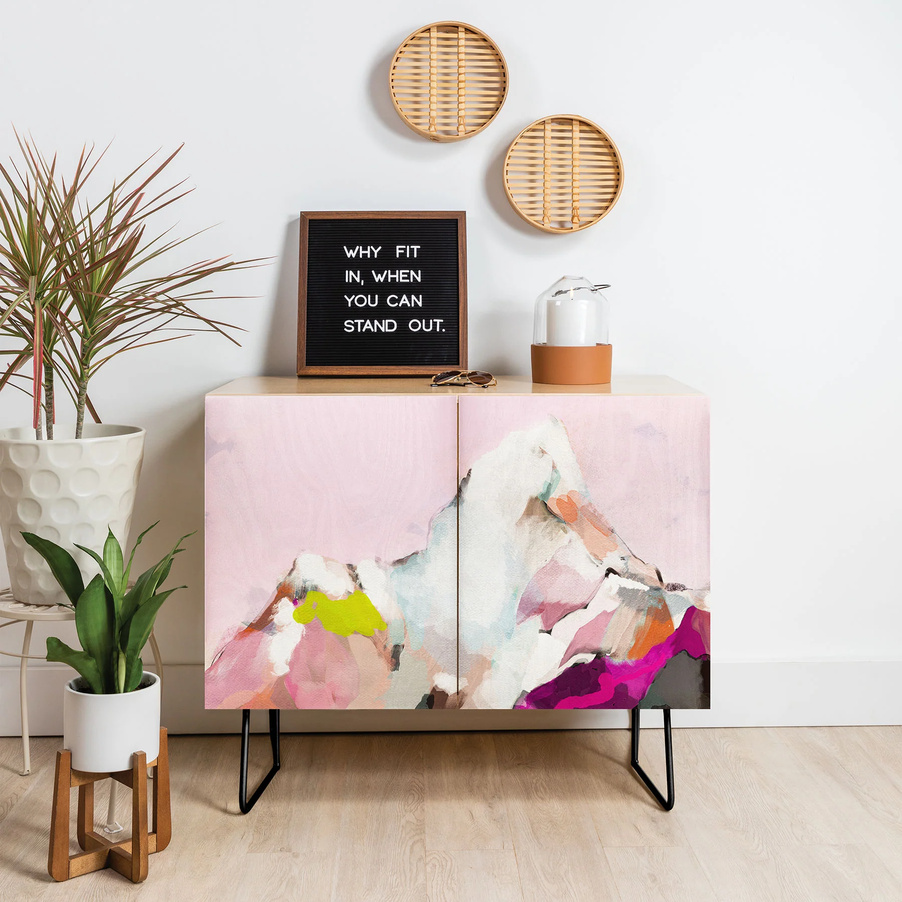 lunetricotee landscape mountain painting Credenza - Image 12