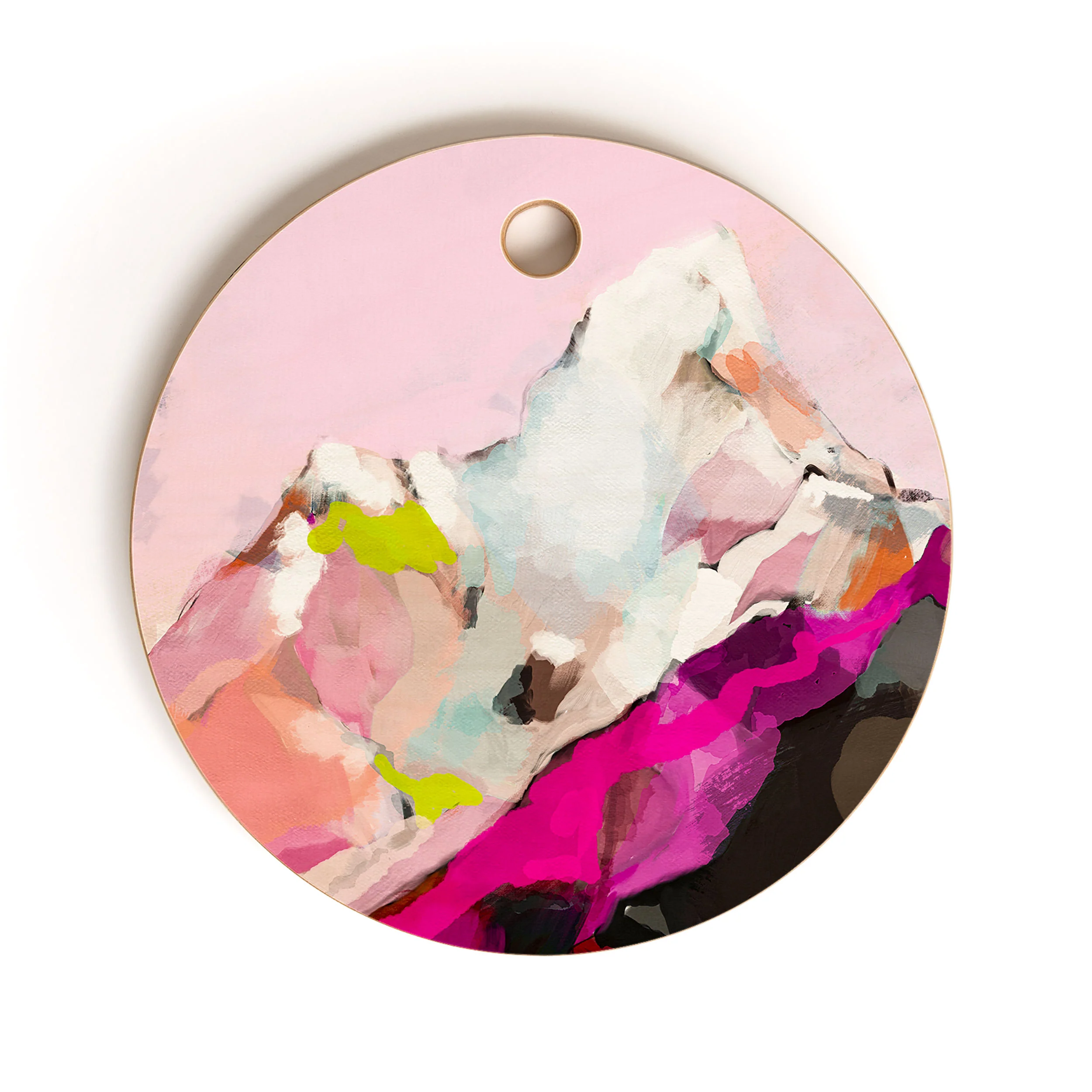 lunetricotee landscape mountain painting Cutting Board Round