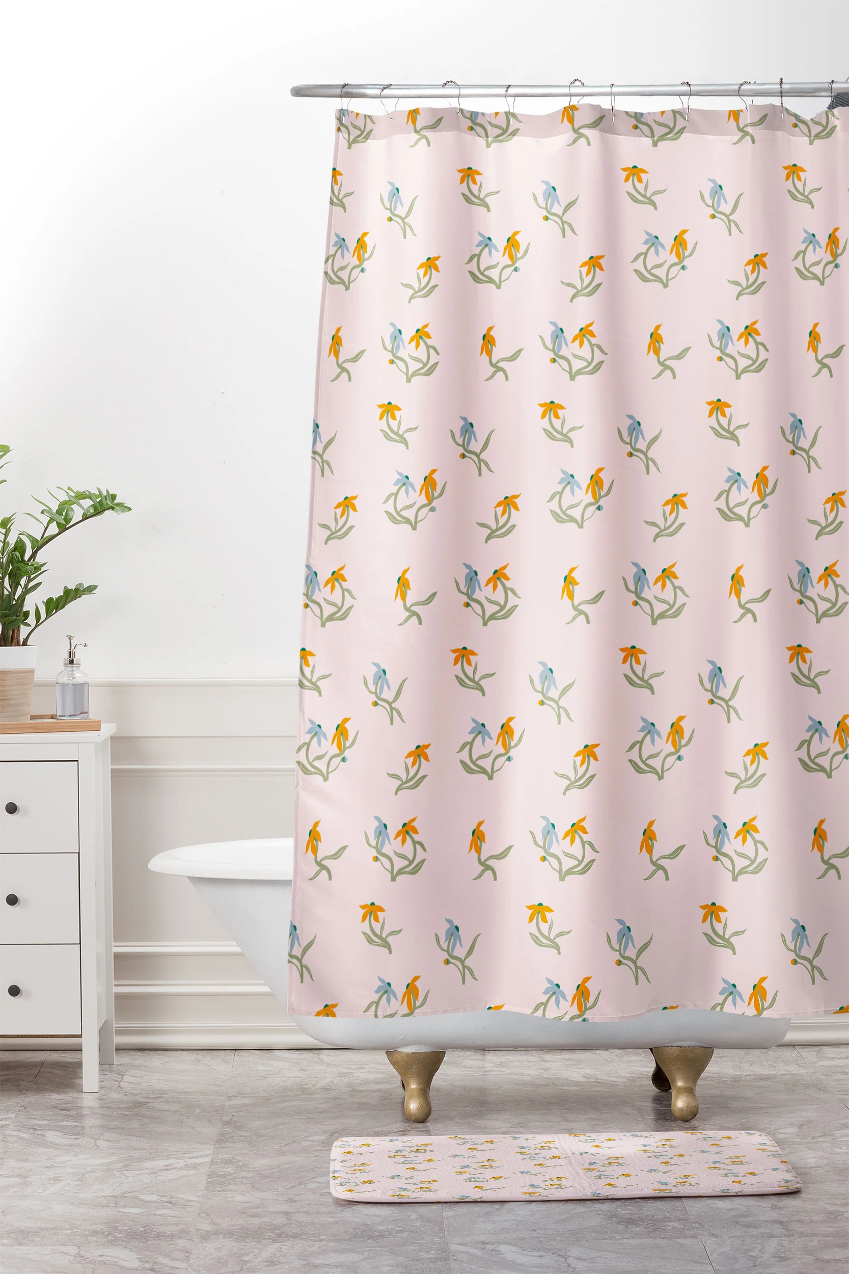 Maritza Lisa Blush Botanica Floral Pattern Memory Foam Bath Mat - Image 4