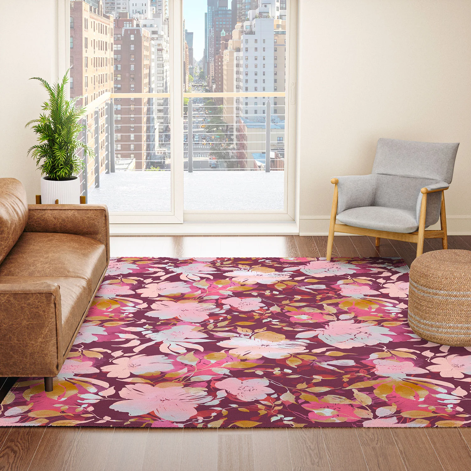 Marta Barragan Camarasa Blossoming Burgundy Fall Area Rug - Image 14
