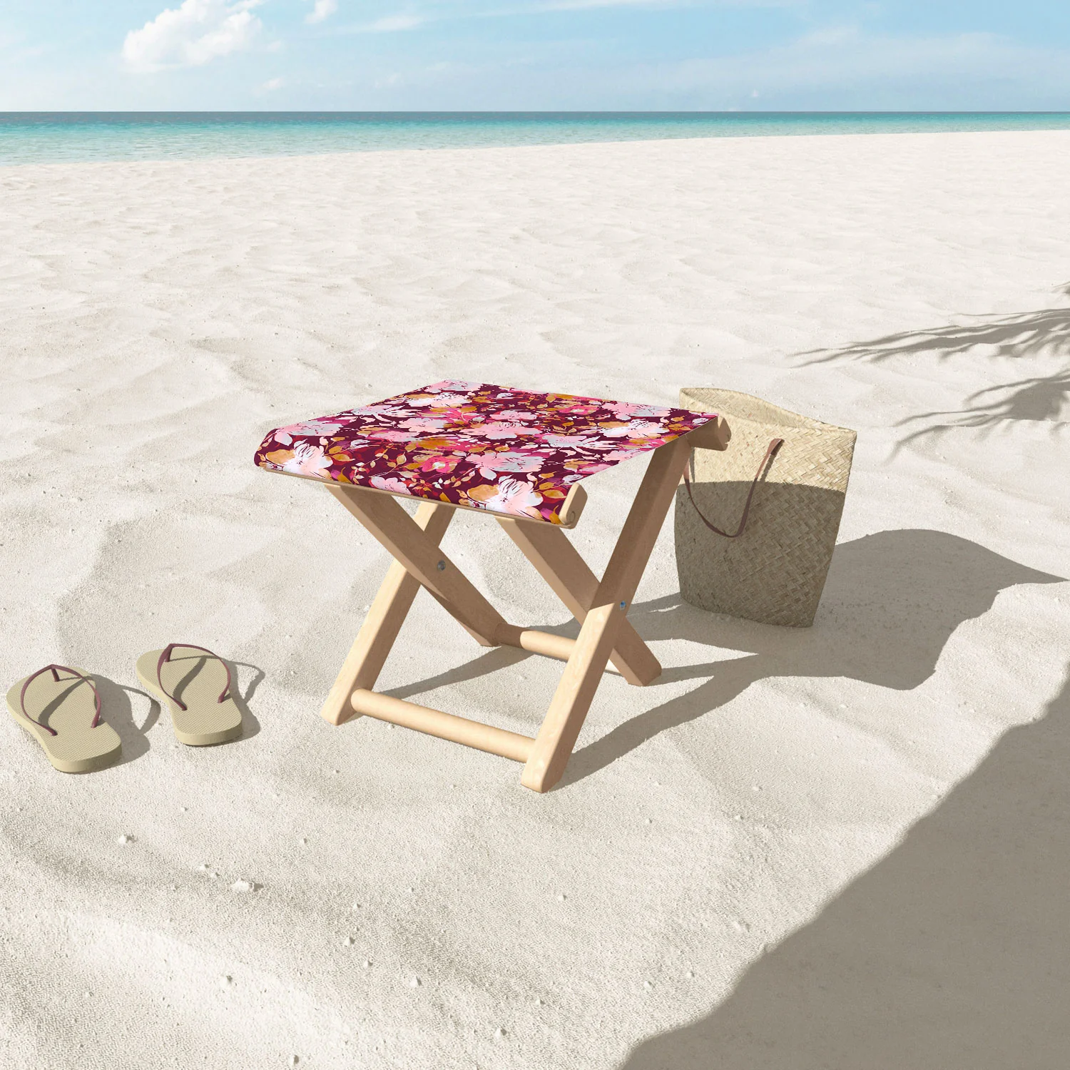 Marta Barragan Camarasa Blossoming Burgundy Fall Folding Stool - Image 3