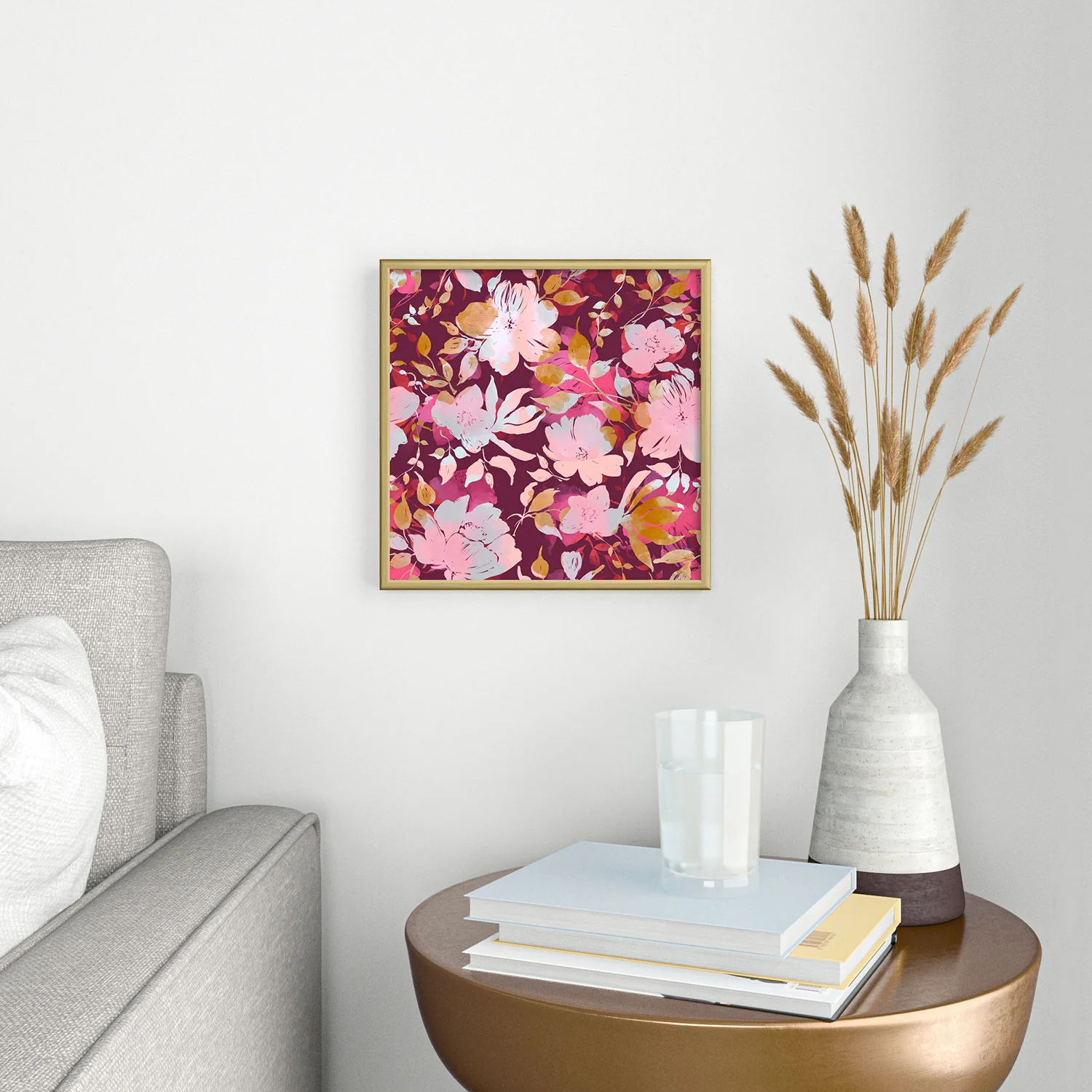 Marta Barragan Camarasa Blossoming Burgundy Fall Square Metal Framed Art Print - Image 2
