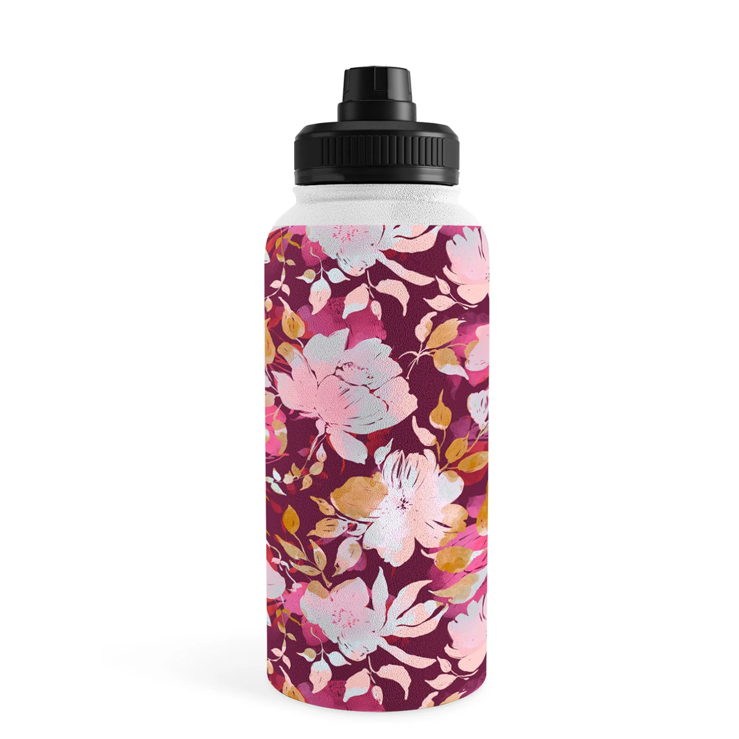 Marta Barragan Camarasa Blossoming Burgundy Fall Water Bottle - Image 26