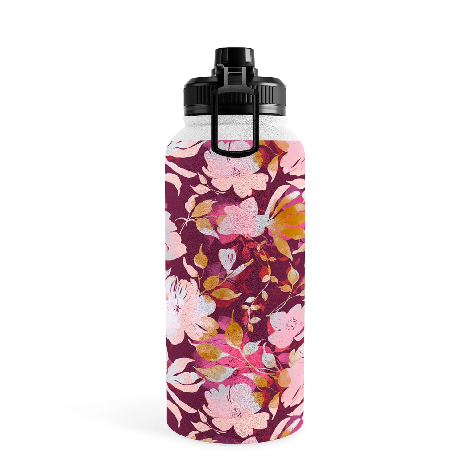 Marta Barragan Camarasa Blossoming Burgundy Fall Water Bottle - Image 27