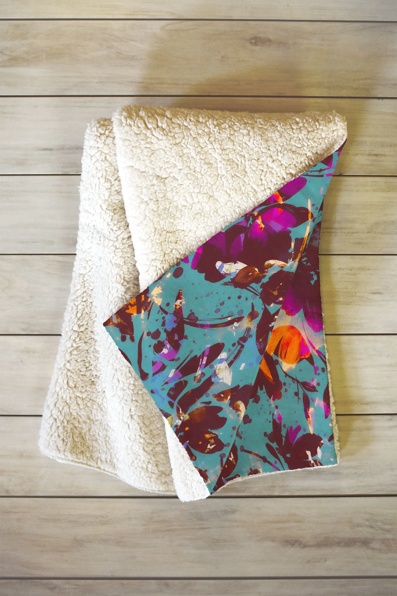 Marta Barragan Camarasa Bold Floral Expression Fleece Throw Blanket - Image 2