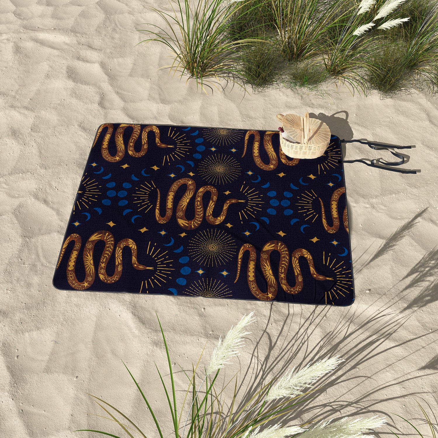 Marta Barragan Camarasa Celestial Serpent Charm Picnic Blanket - Image 3