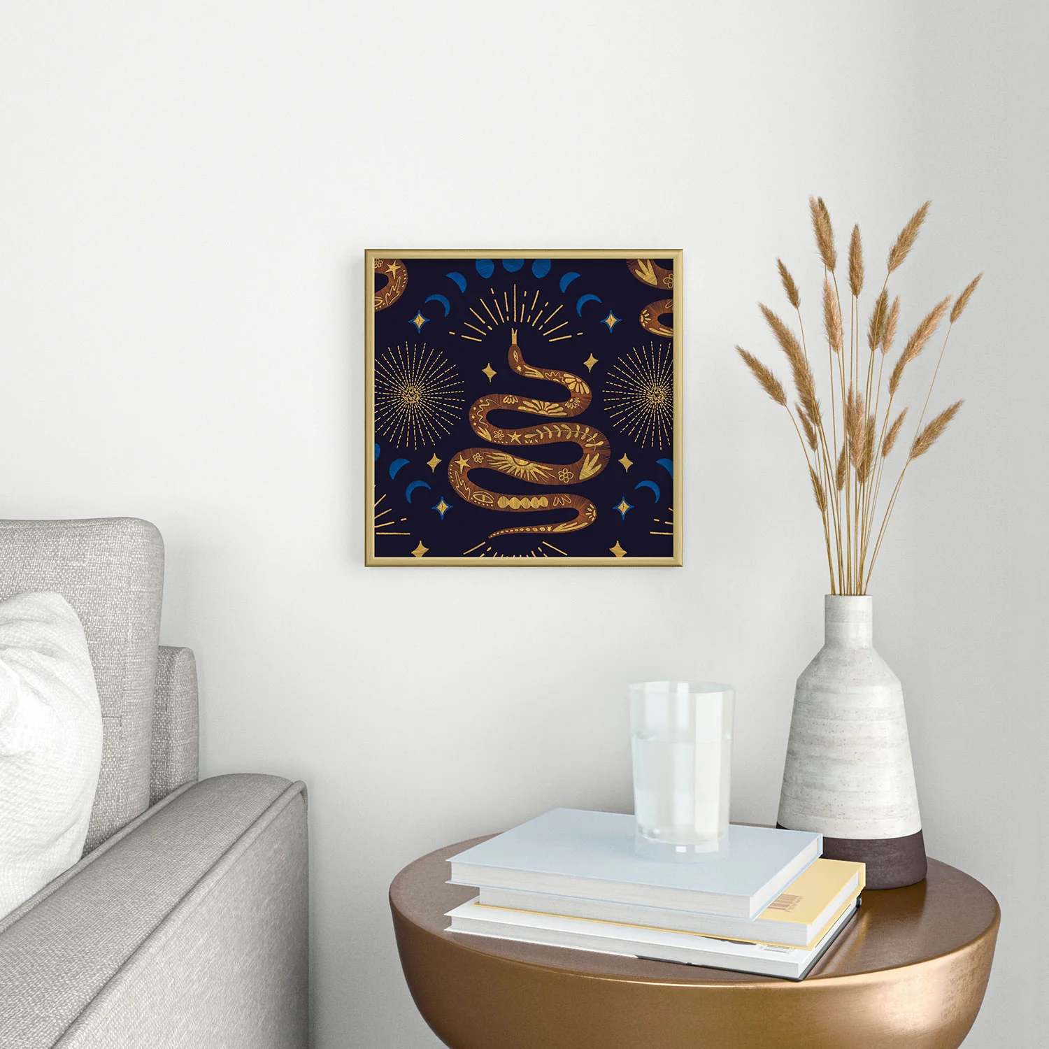 Marta Barragan Camarasa Celestial Serpent Charm Square Metal Framed Art Print - Image 2