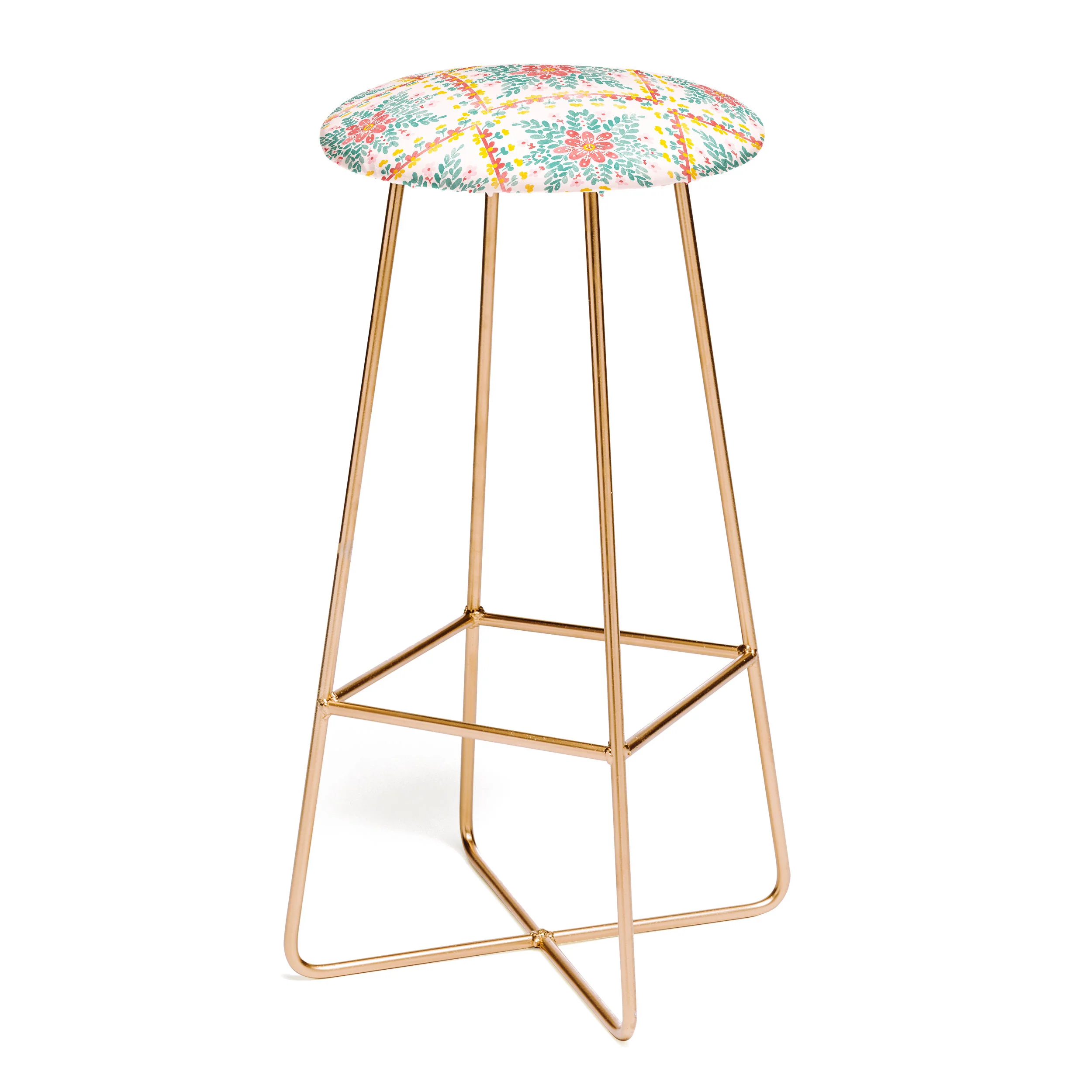 Marta Barragan Camarasa Chic Floral Geometry Bar Stool