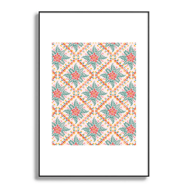 Marta Barragan Camarasa Chic Floral Geometry Metal Framed Art Print - Image 45