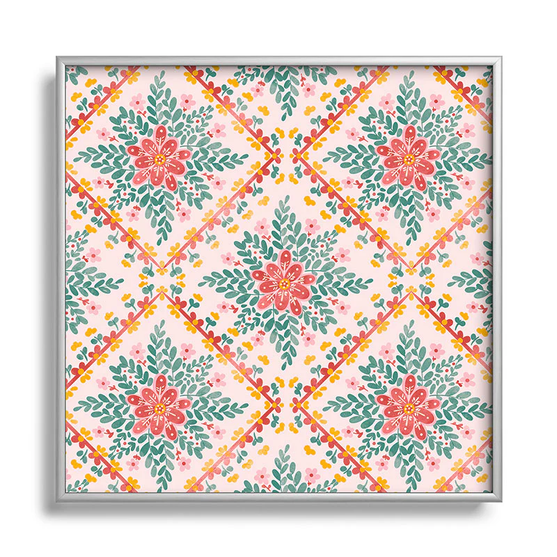 Marta Barragan Camarasa Chic Floral Geometry Square Metal Framed Art Print - Image 5