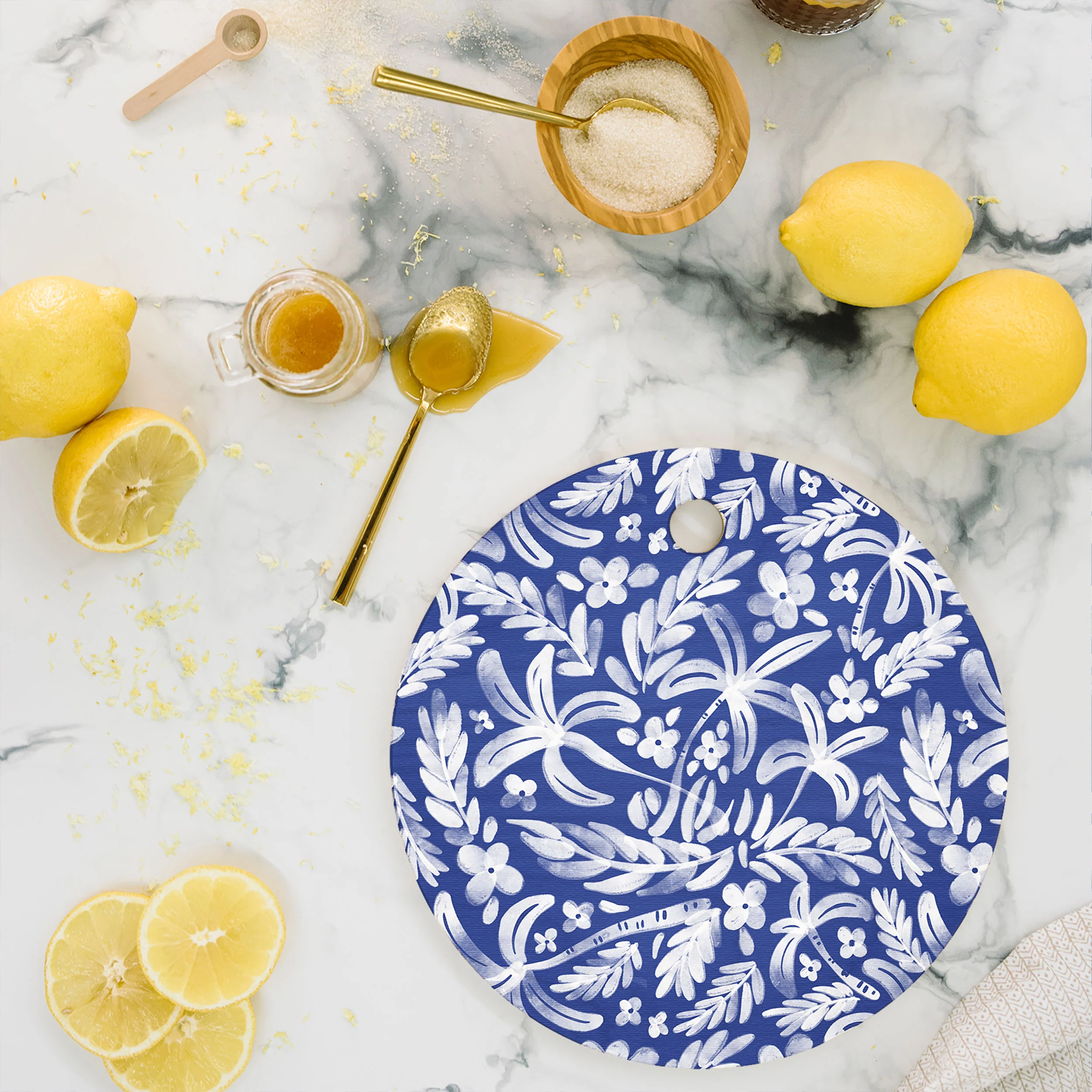 Marta Barragan Camarasa Indigo Tropical Oasis Cutting Board Round - Image 2