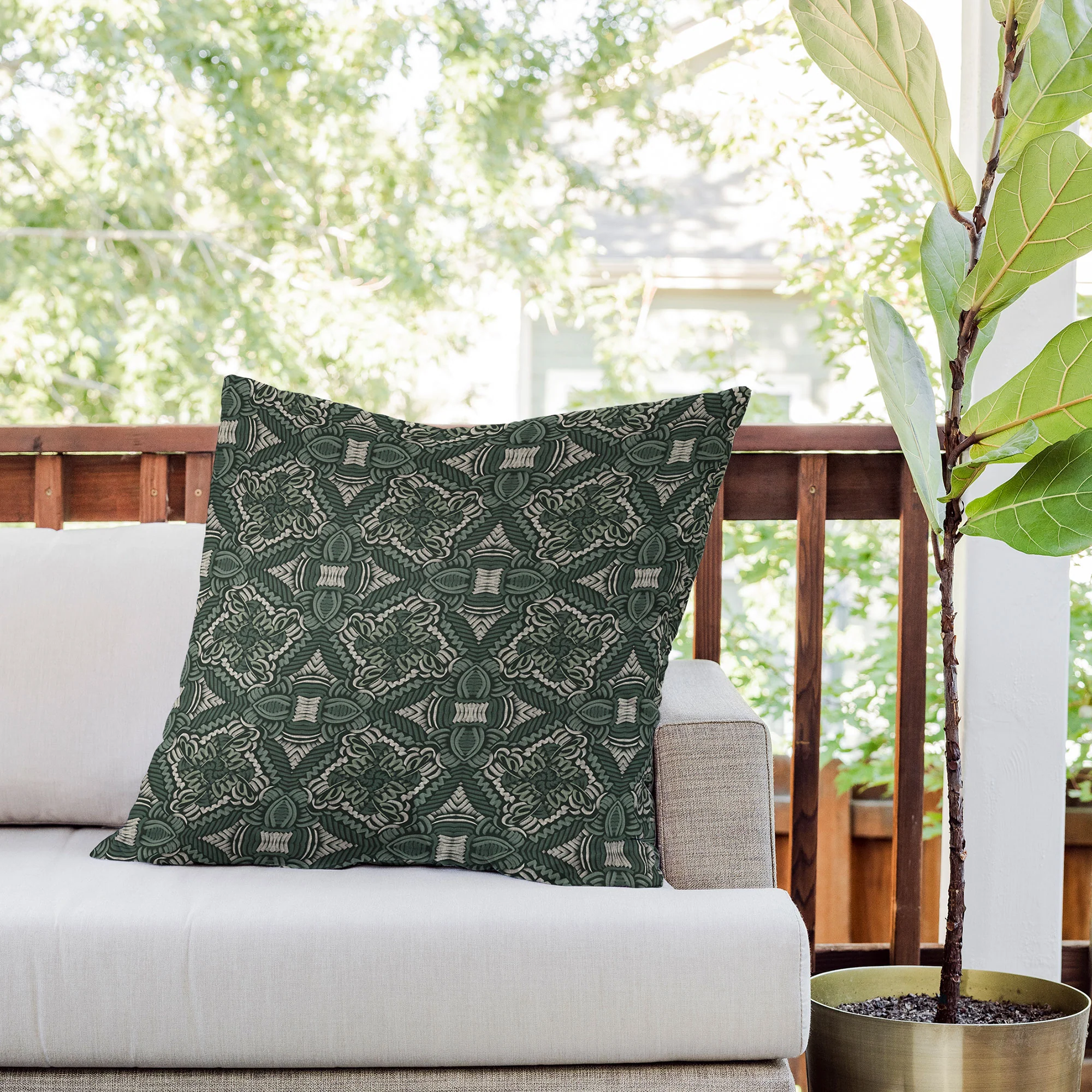 Marta Barragan Camarasa Intricate Forest Mosaic Outdoor Throw Pillow - Image 8