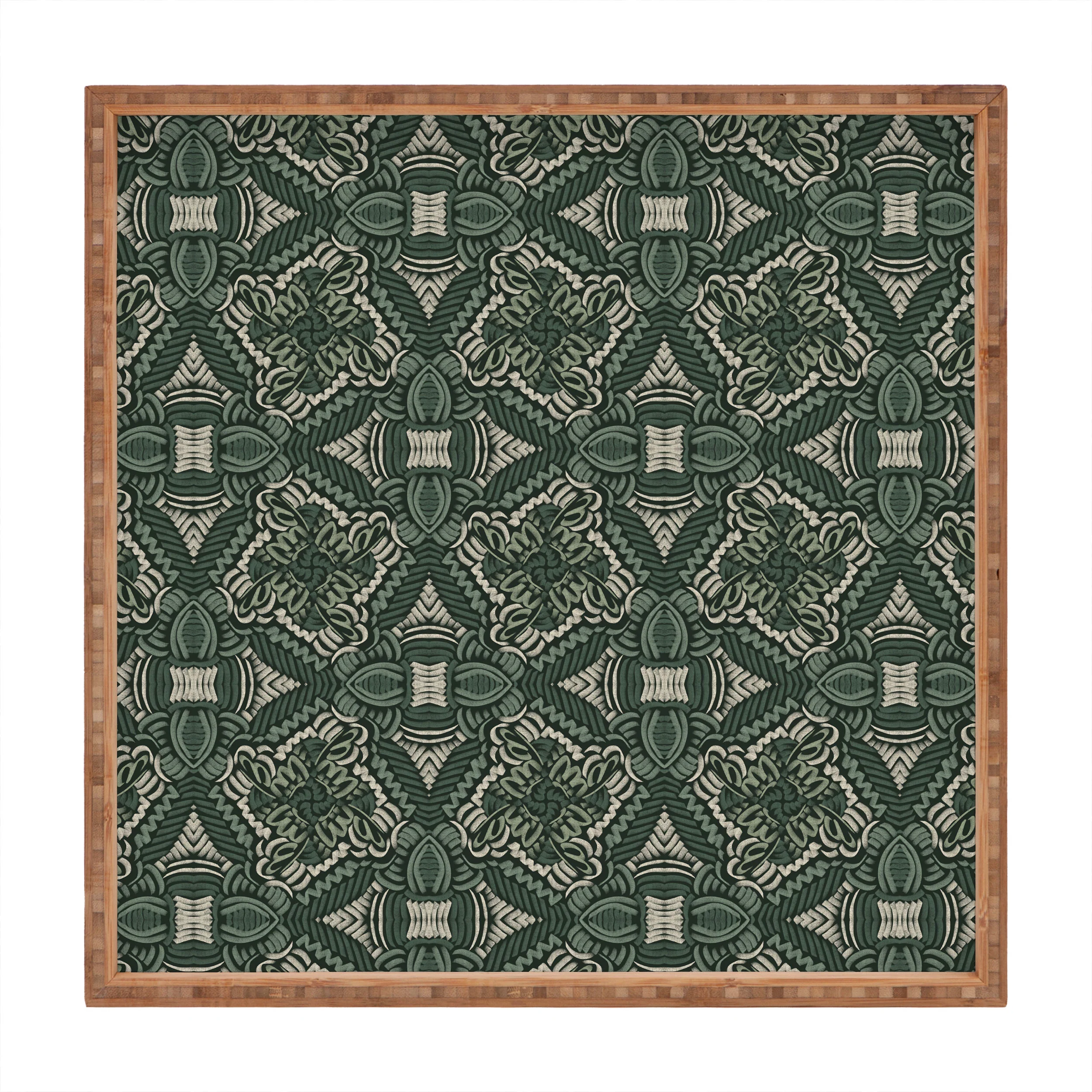 Marta Barragan Camarasa Intricate Forest Mosaic Square Tray