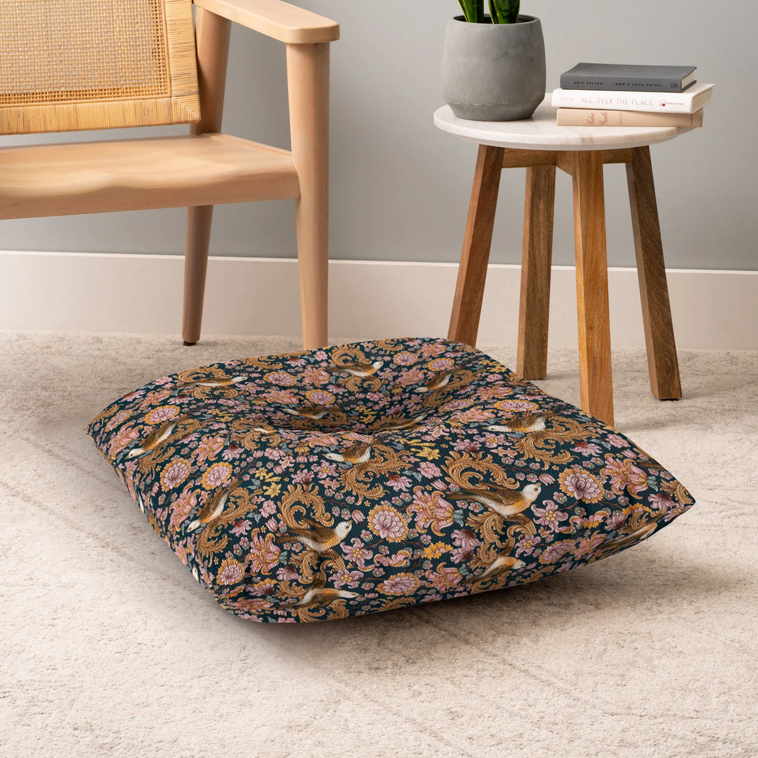 Marta Barragan Camarasa Ornate Bird Garden Floor Pillow Square - Image 6