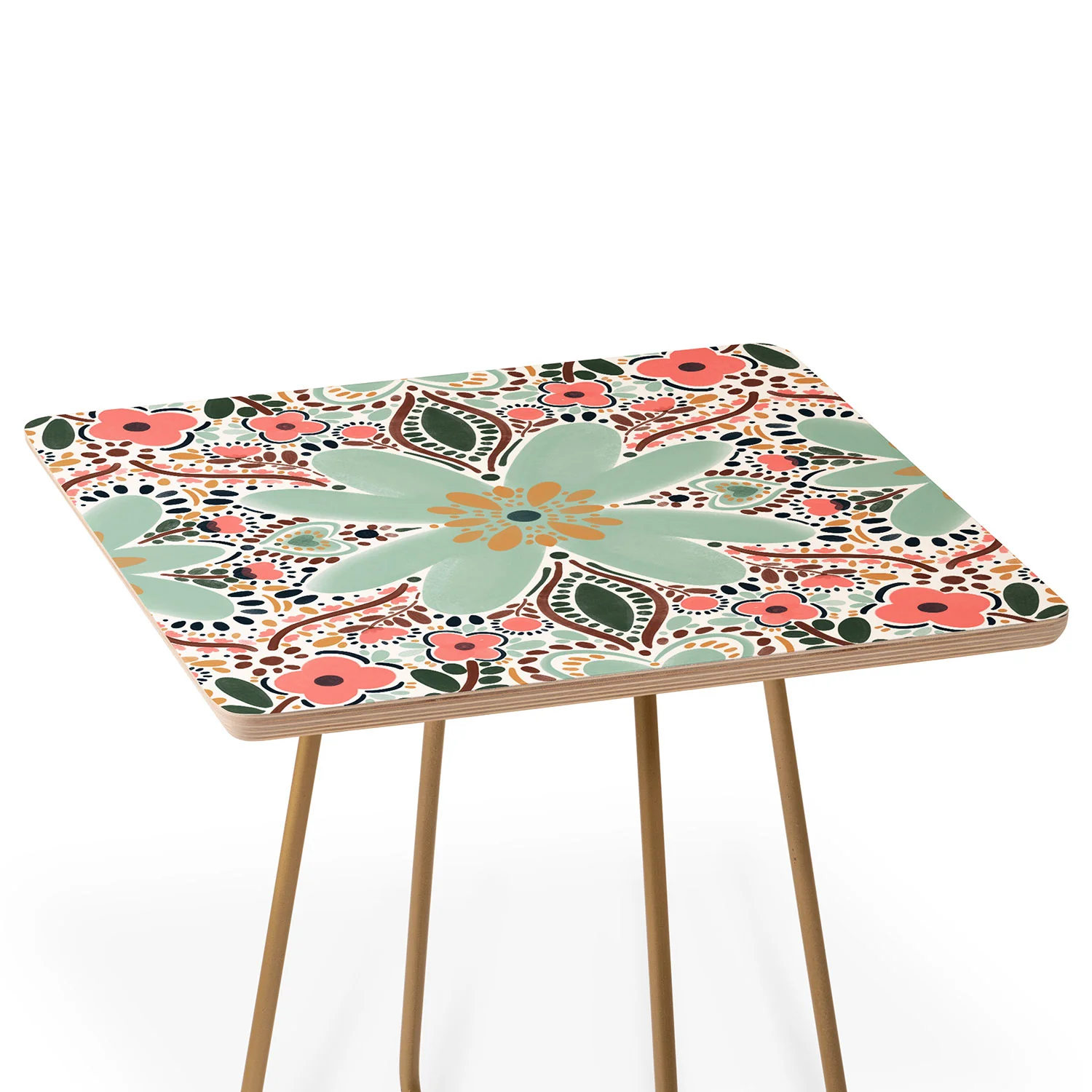 Marta Barragan Camarasa Sophisticated Floral Motif Side Table - Image 3