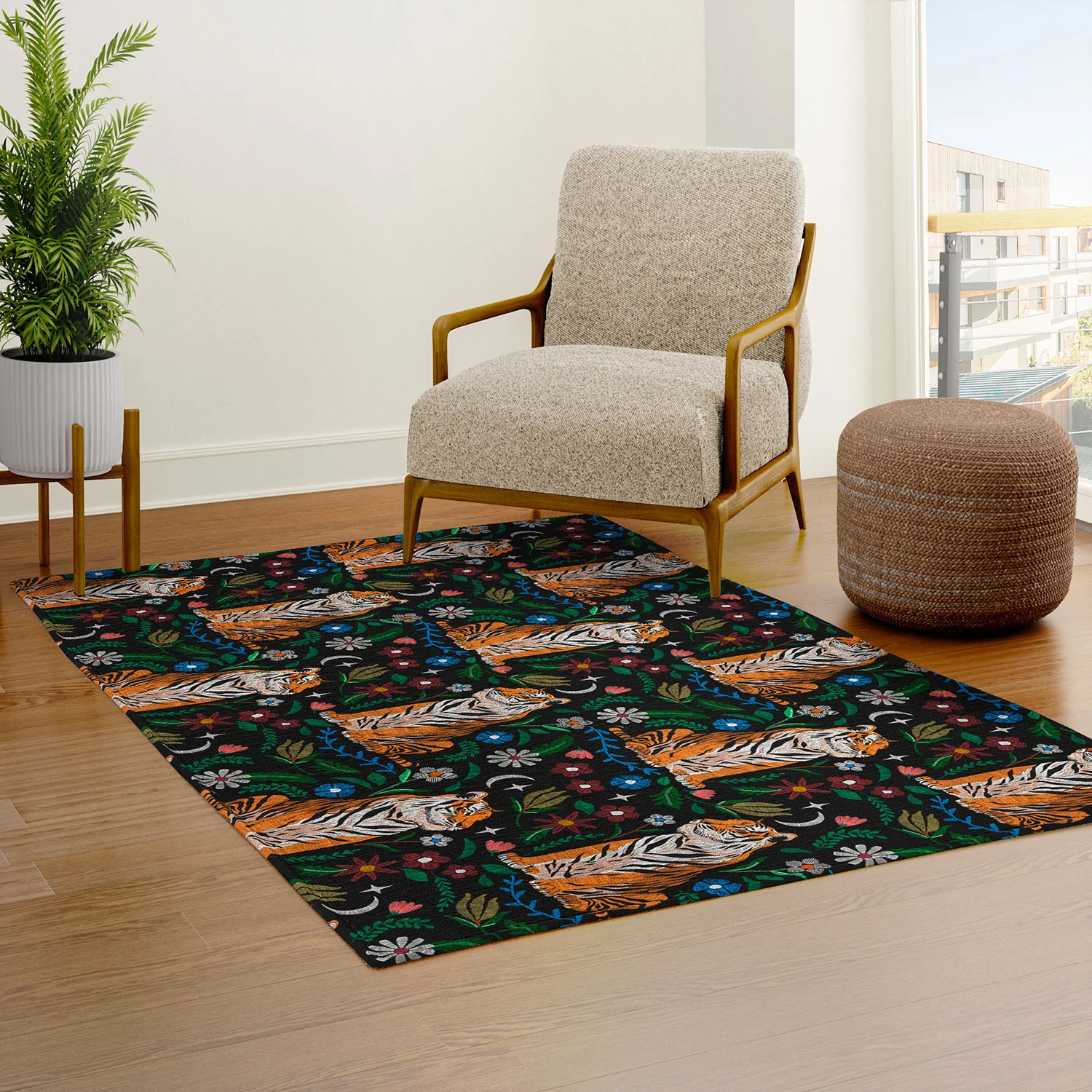 Marta Barragan Camarasa Tiger Blooming Night Area Rug - Image 13