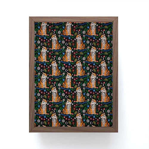 Marta Barragan Camarasa Tiger Blooming Night Framed Mini Art Print - Image 3