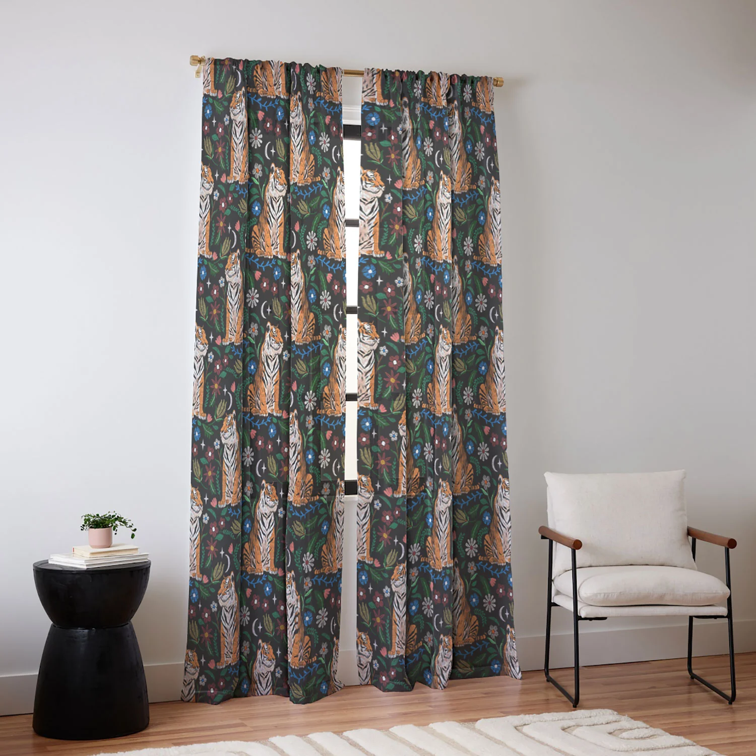 Marta Barragan Camarasa Tiger Blooming Night Sheer Window Curtain - Image 2