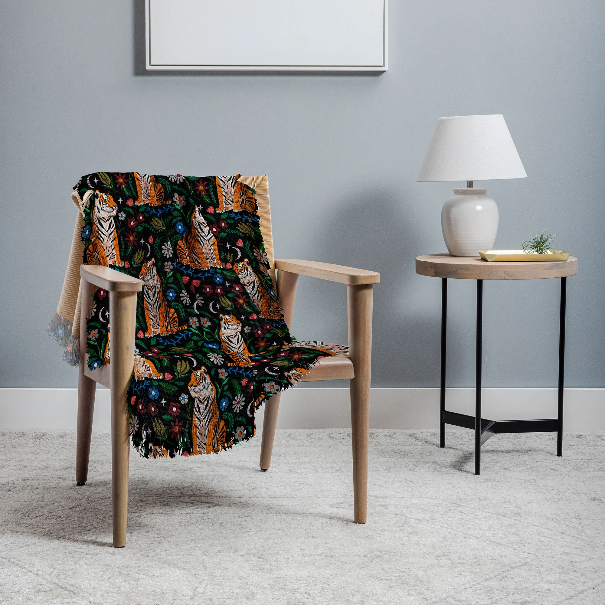Marta Barragan Camarasa Tiger Blooming Night Throw Blanket - Image 2