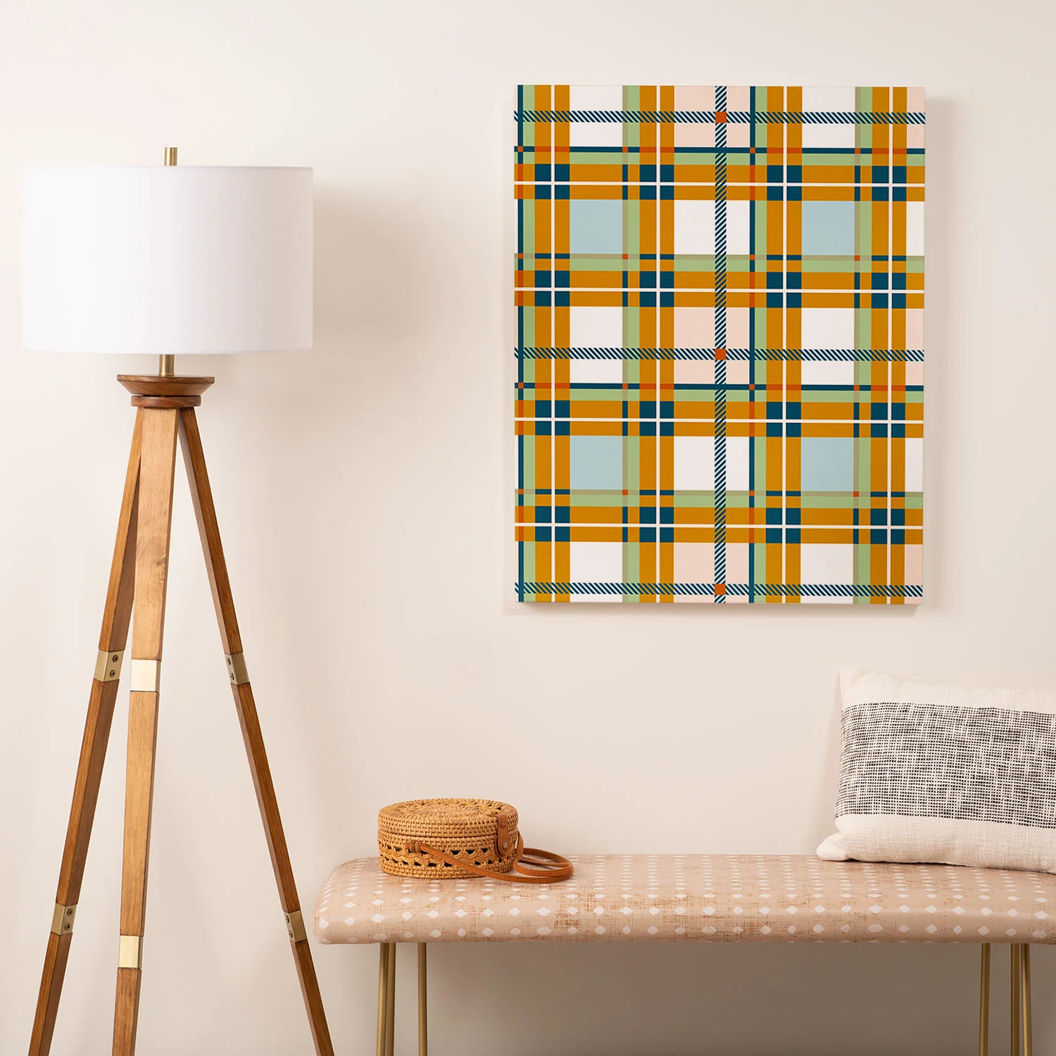 Marta Barragan Camarasa Warm Plaid Fusion Art Canvas - Image 4