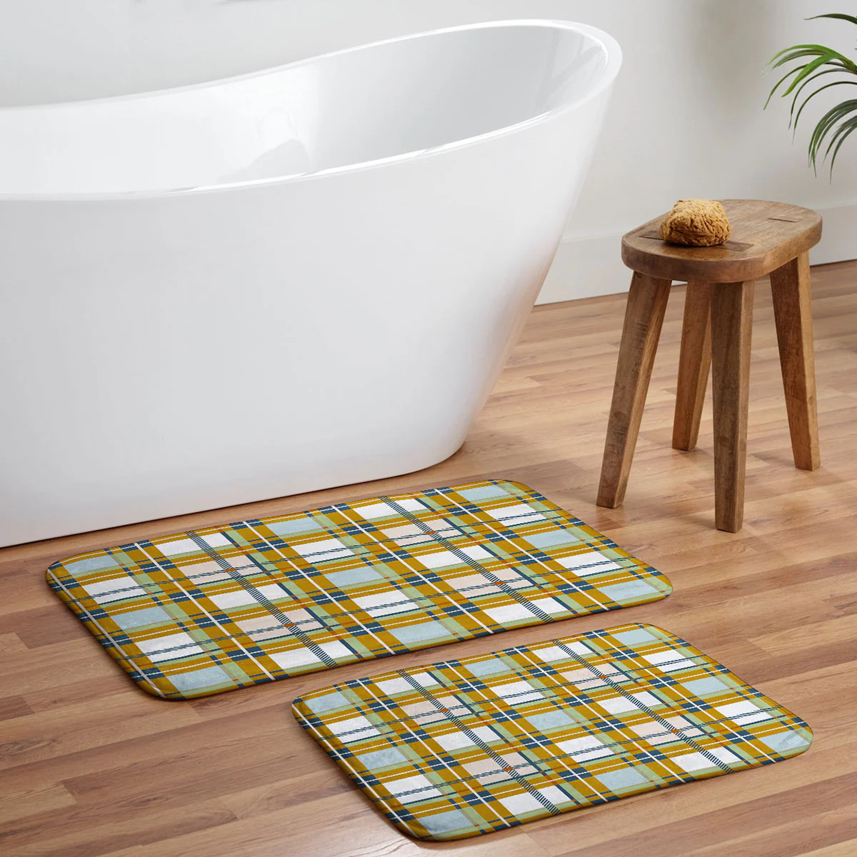 Marta Barragan Camarasa Warm Plaid Fusion Memory Foam Bath Mat - Image 5