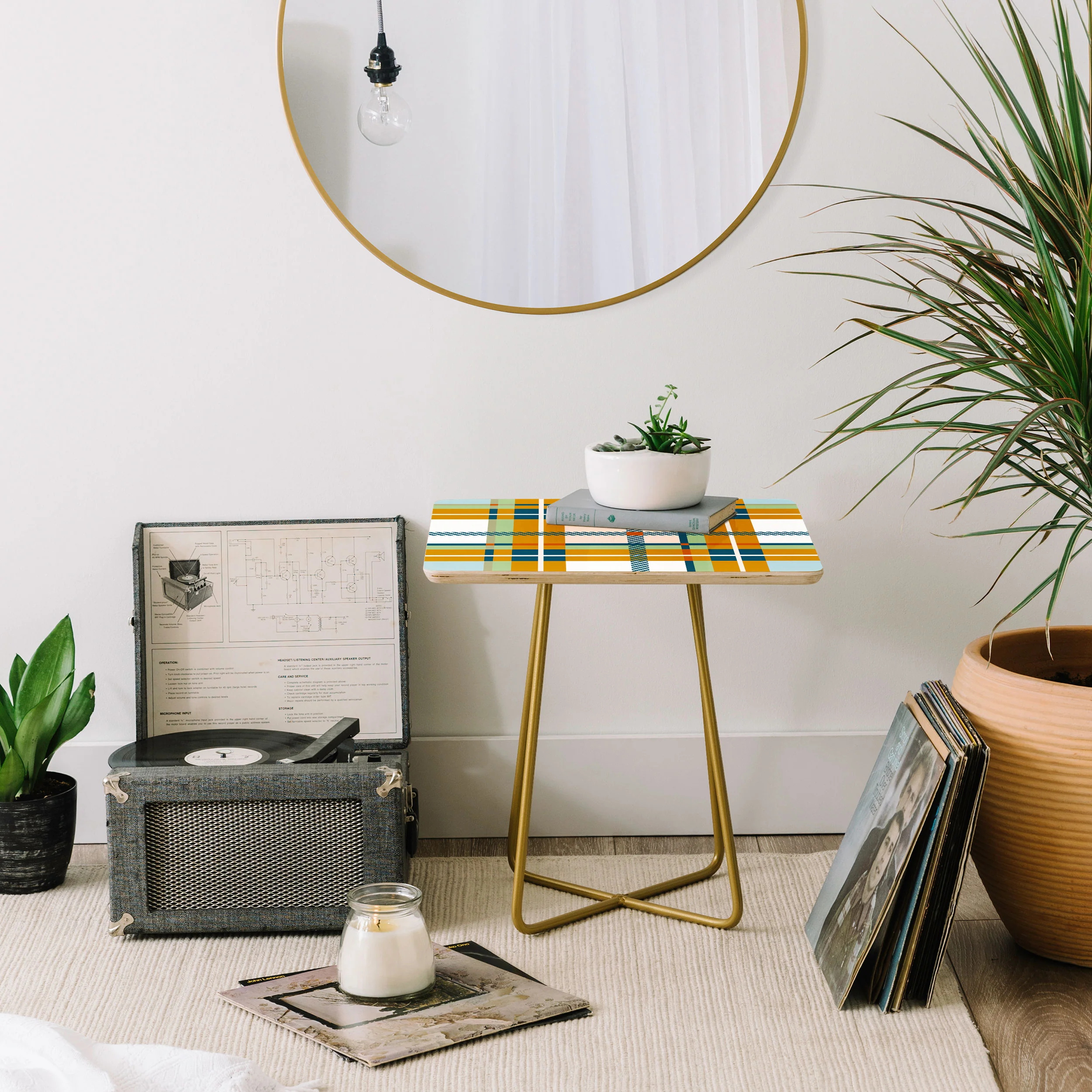 Marta Barragan Camarasa Warm Plaid Fusion Side Table - Image 7