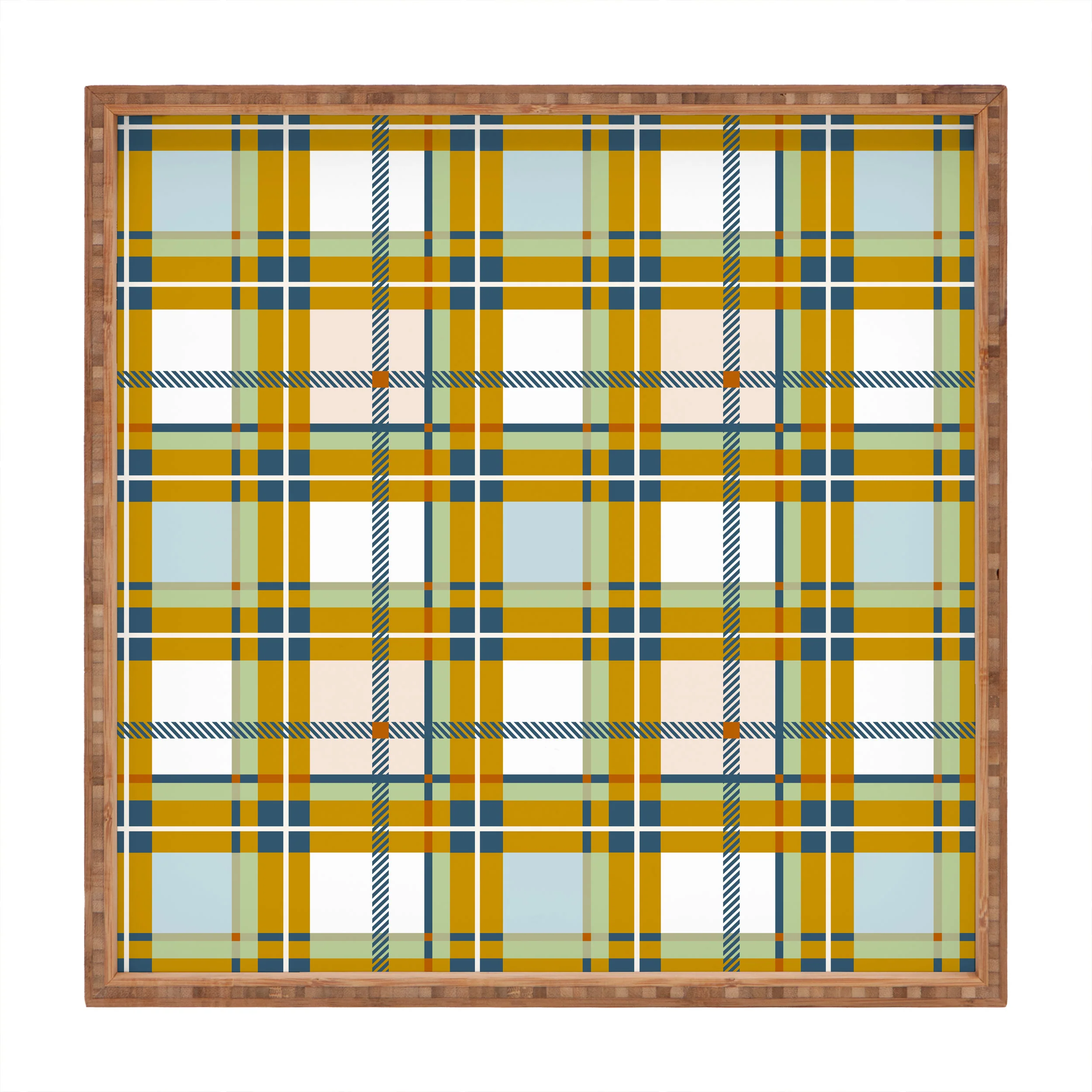 Marta Barragan Camarasa Warm Plaid Fusion Square Tray