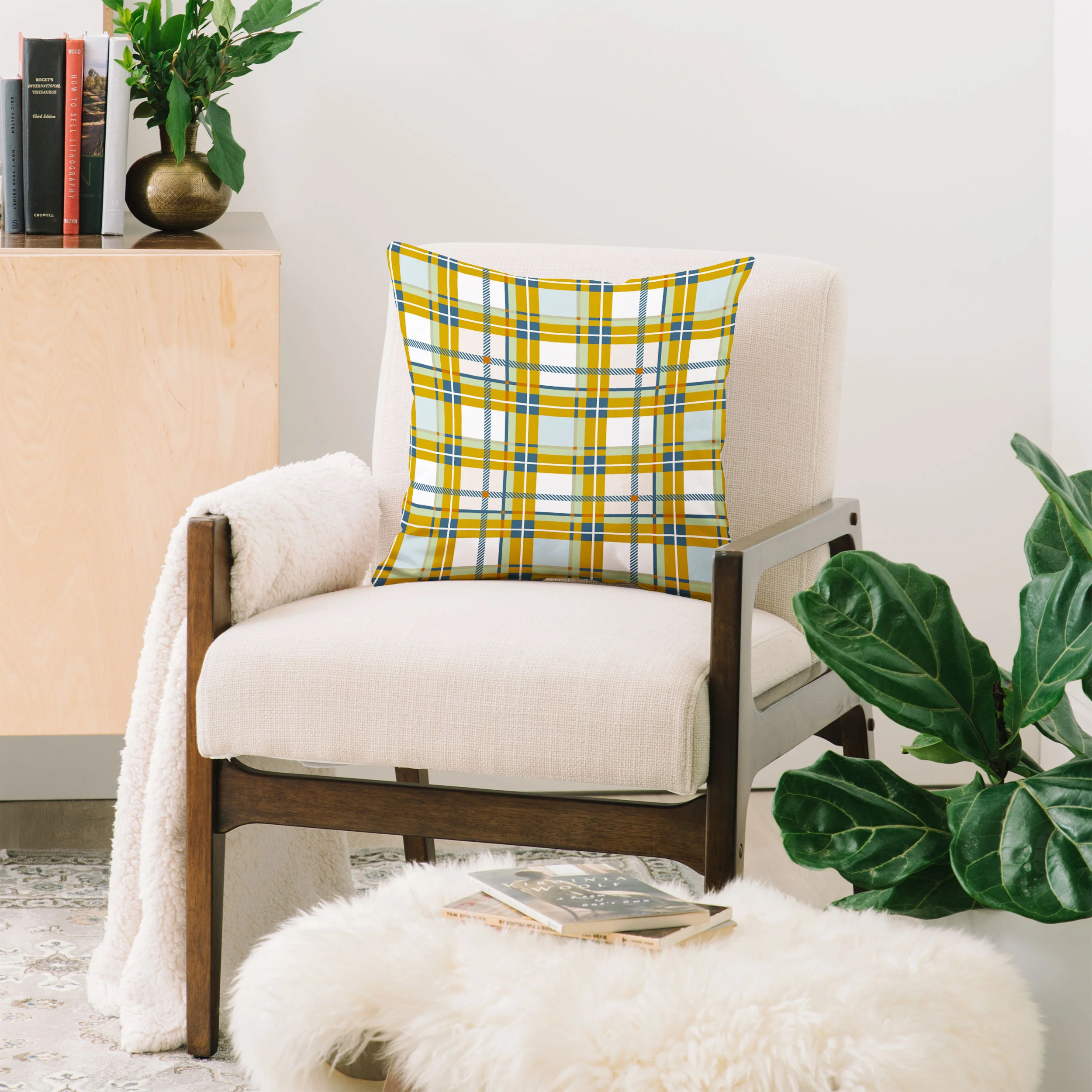 Marta Barragan Camarasa Warm Plaid Fusion Throw Pillow - Image 2