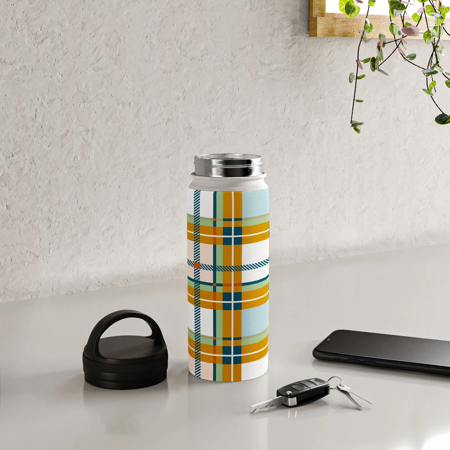 Marta Barragan Camarasa Warm Plaid Fusion Water Bottle - Image 24