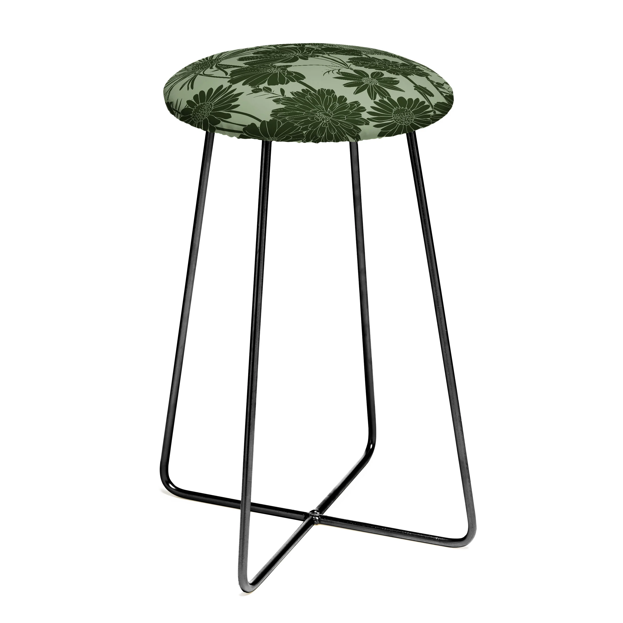 Megan Morris Floral Prints Dark Green Counter Stool - Image 2