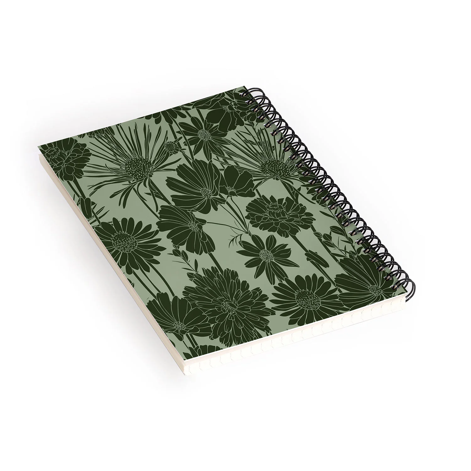 Megan Morris Floral Prints Dark Green Spiral Notebook - Image 2