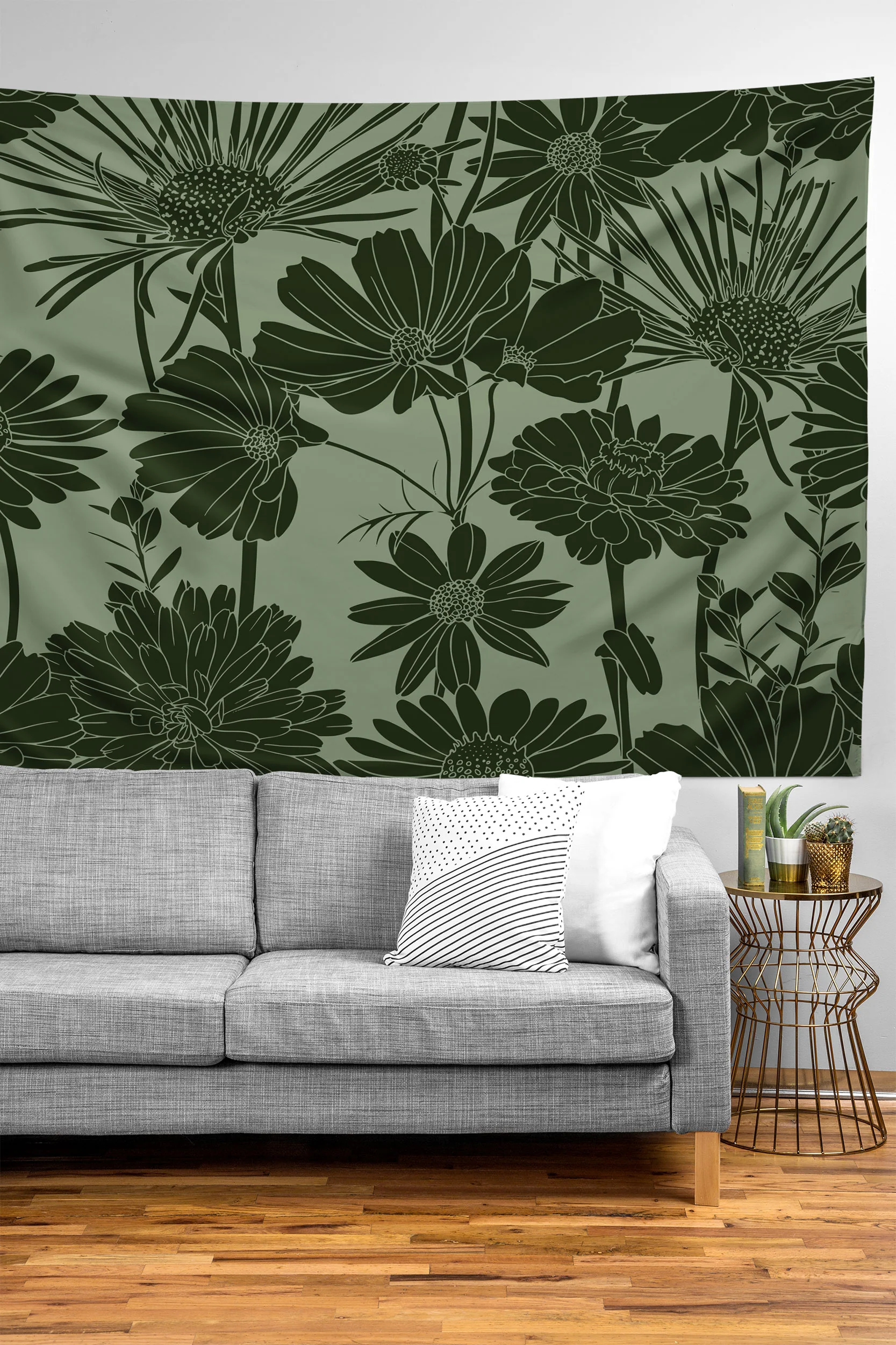 Megan Morris Floral Prints Dark Green Tapestry - Image 2