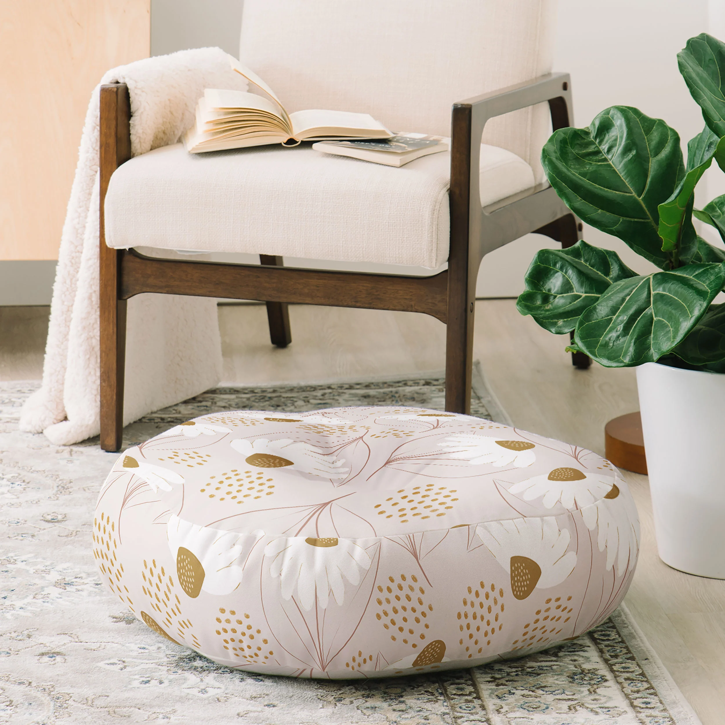 Menina Lisboa Pastel Spring Daisies Floor Pillow Round - Image 2