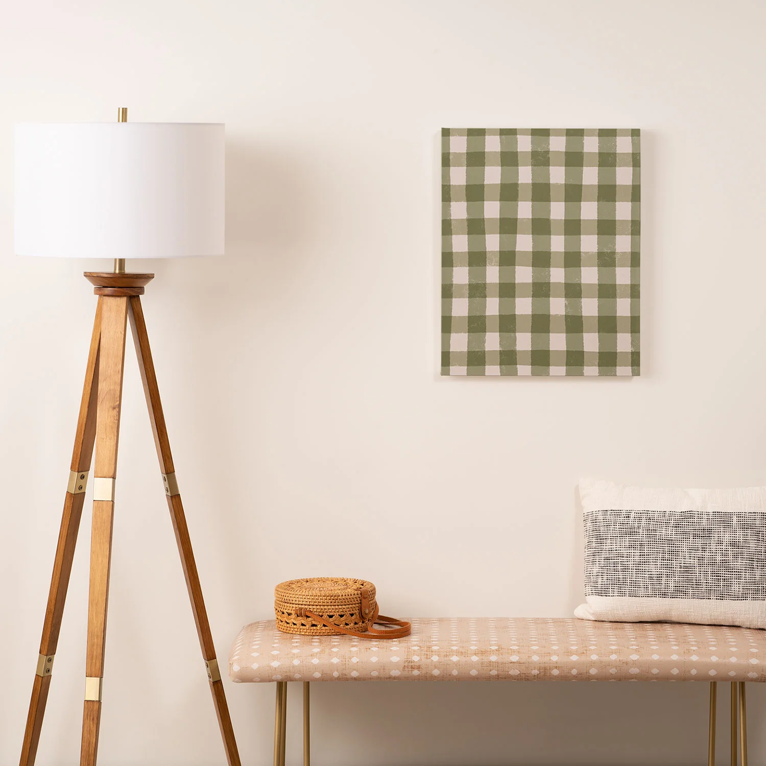 Menina Lisboa Rustic Green Plaid Art Canvas - Image 3
