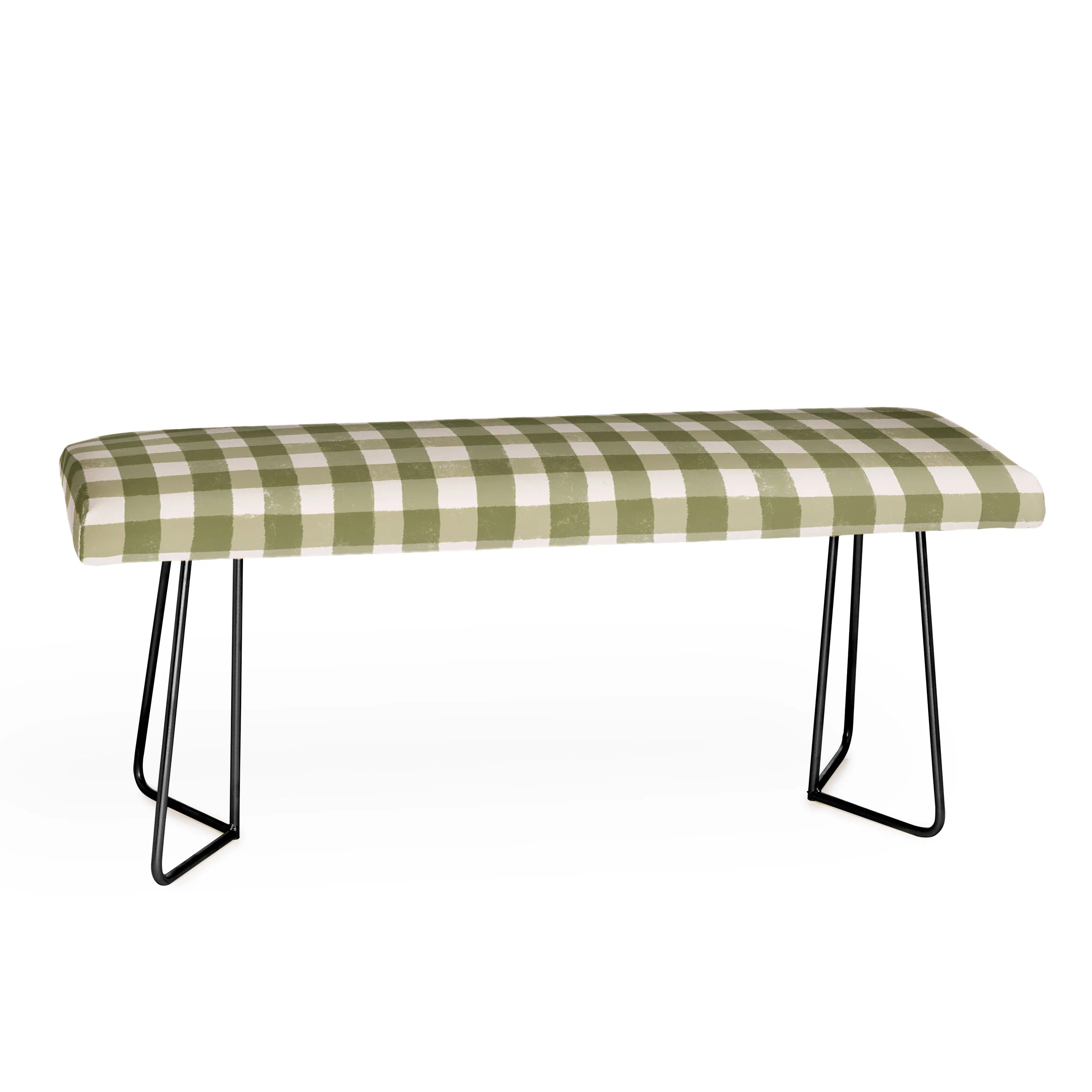 Menina Lisboa Rustic Green Plaid Bench - Image 2