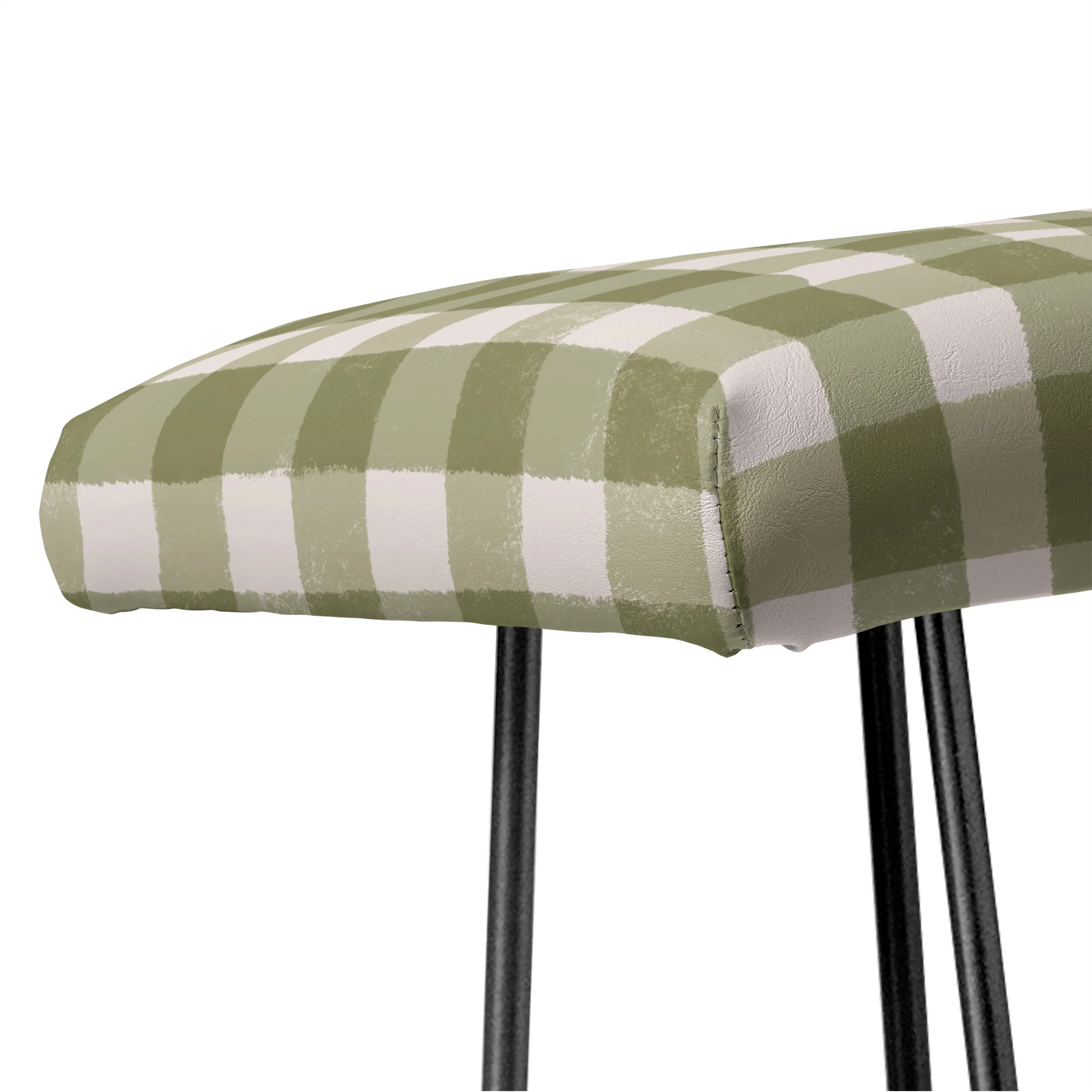Menina Lisboa Rustic Green Plaid Bench - Image 6