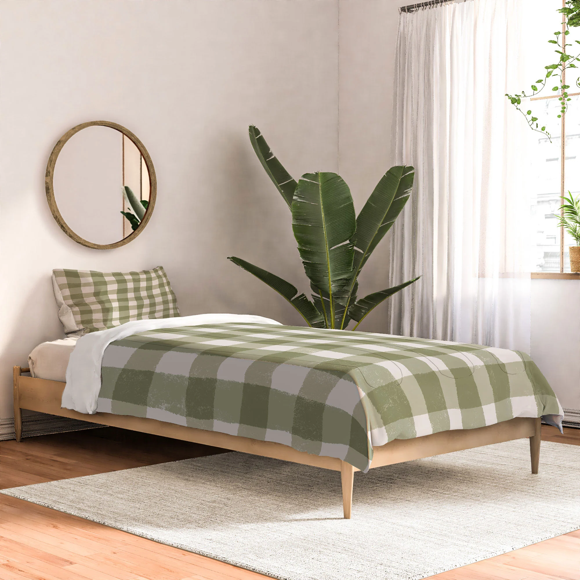 Menina Lisboa Rustic Green Plaid Comforter - Image 8