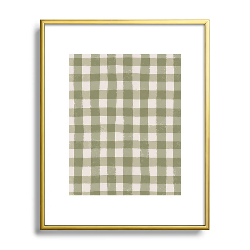 Menina Lisboa Rustic Green Plaid Metal Framed Art Print