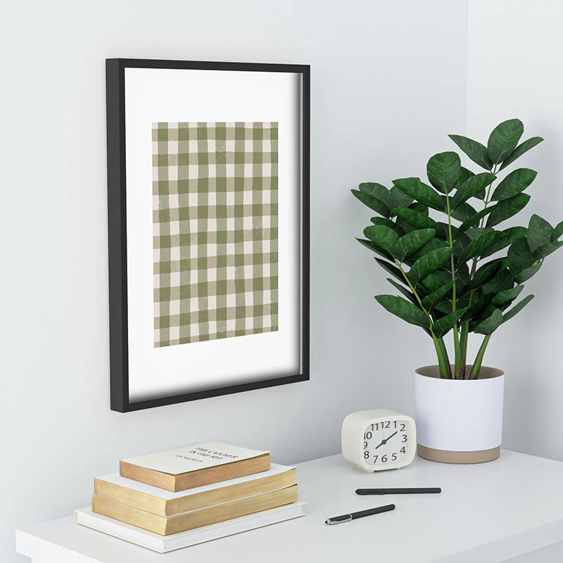 Menina Lisboa Rustic Green Plaid Recessed Framing Rectangle - Image 18