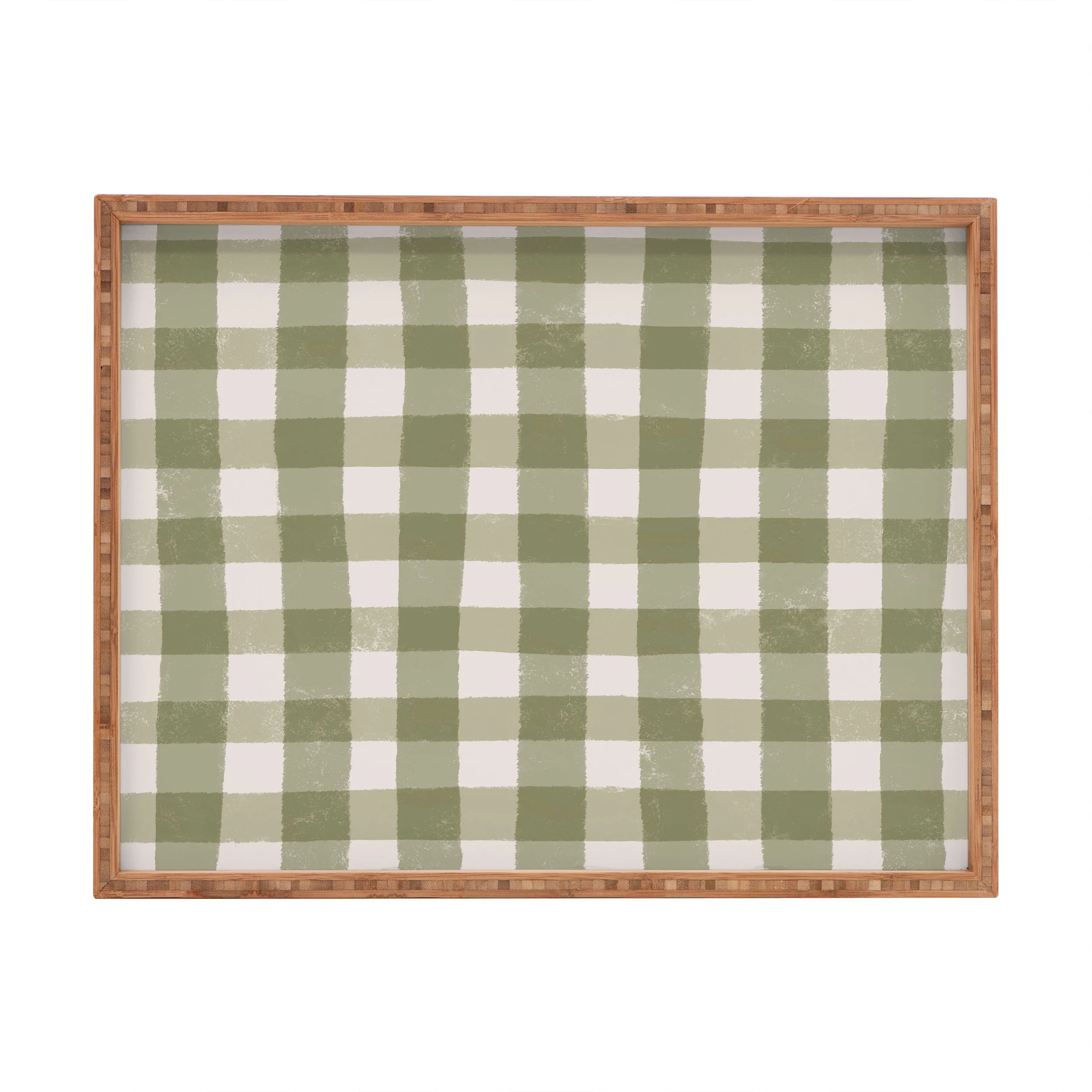 Menina Lisboa Rustic Green Plaid Rectangular Tray